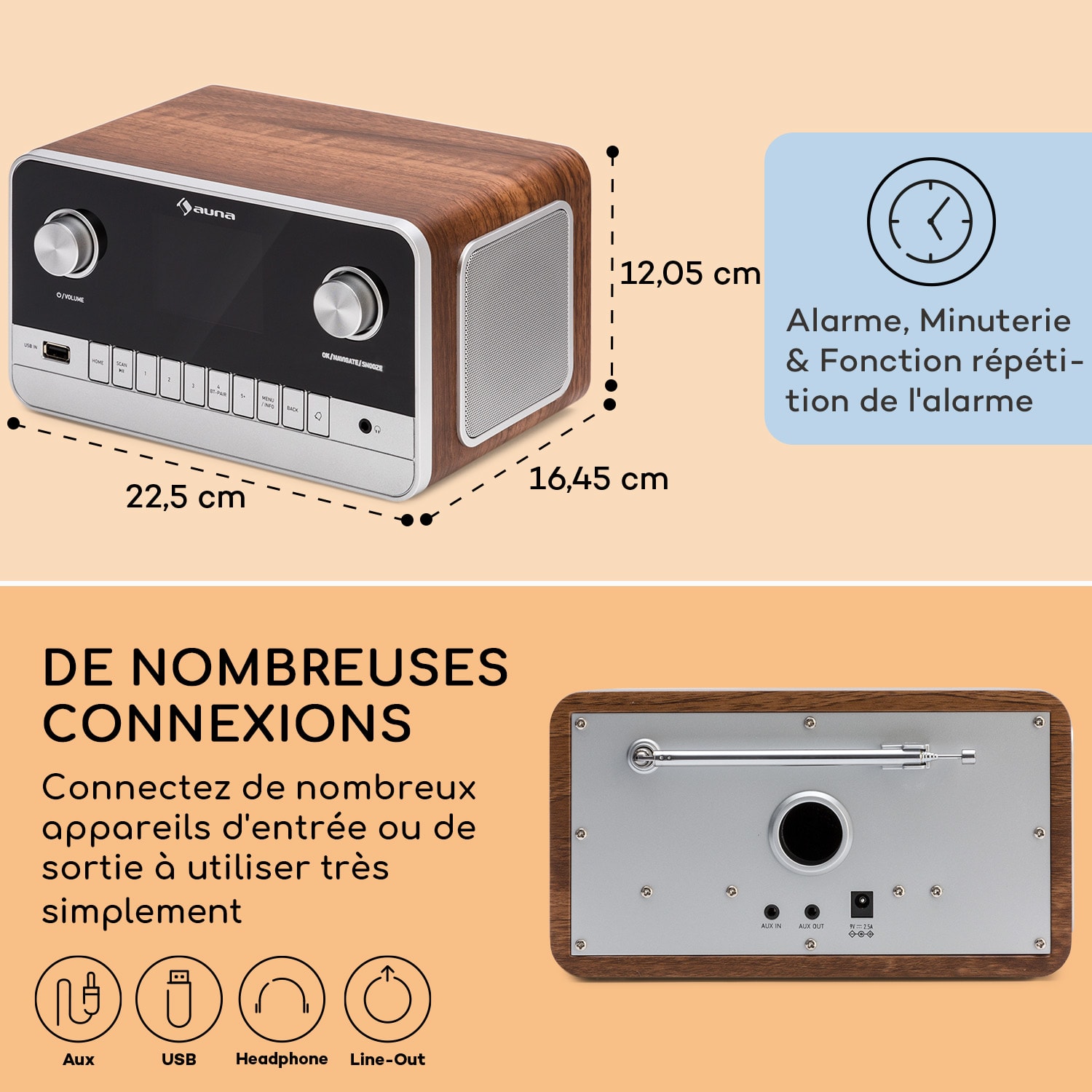 Connect 100 MKII Radio Internet Mediaplayer Bluetooth DAB/DAB+ Contrôle par application 