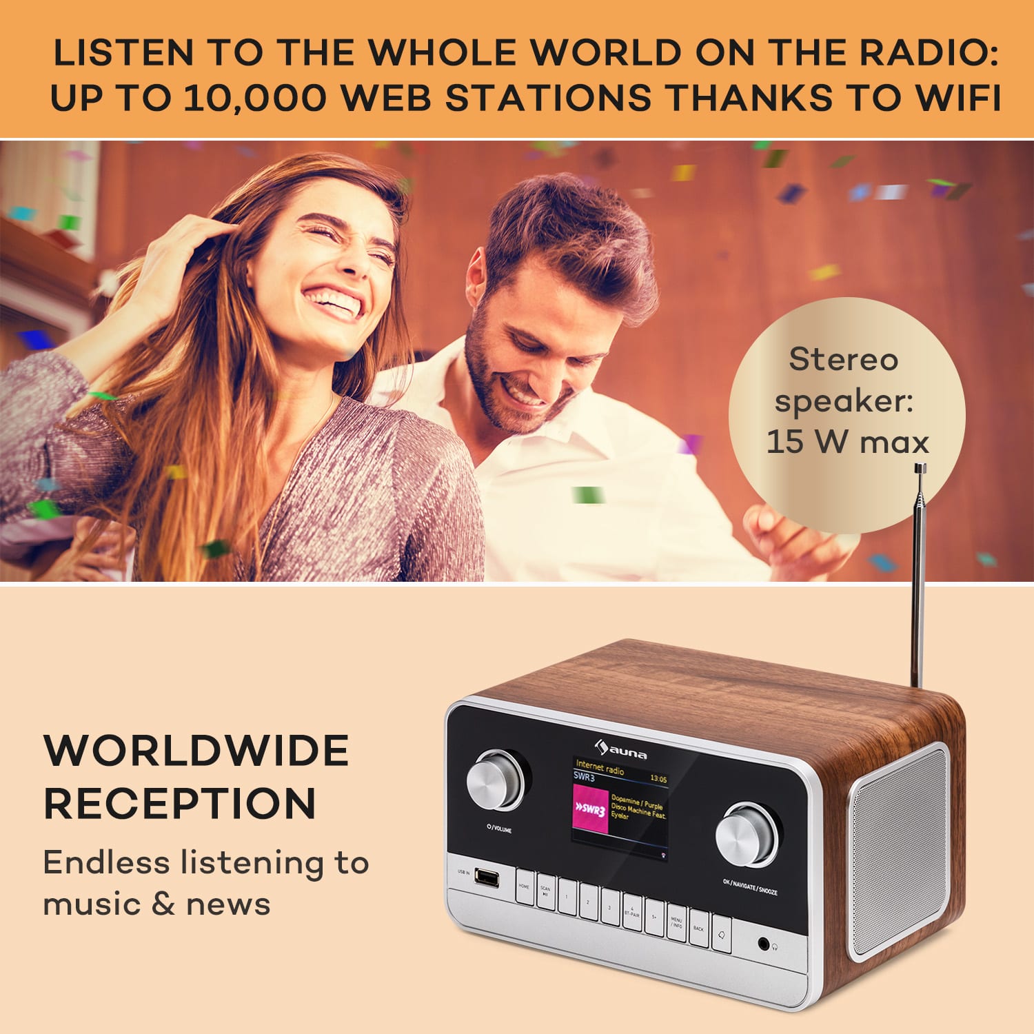 Connect 100 MKII, Internet radio, Media Player, Bluetooth, DAB/DAB+, kontrola putem aplikacije