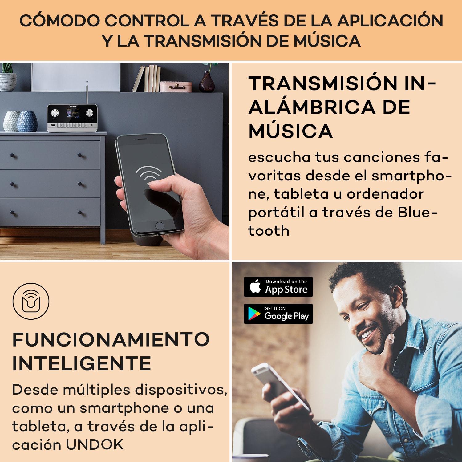 Connect 100 MKII radio por Internet, reproductor multimedia, Bluetooth, DAB/DAB+, control por app 
