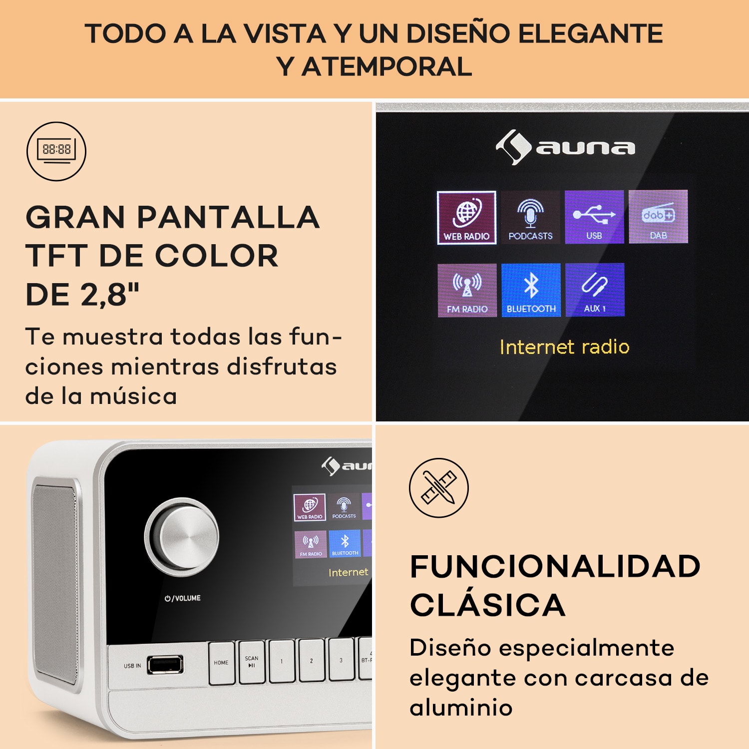 Connect 100 MKII radio por Internet, reproductor multimedia, Bluetooth, DAB/DAB+, control por app 