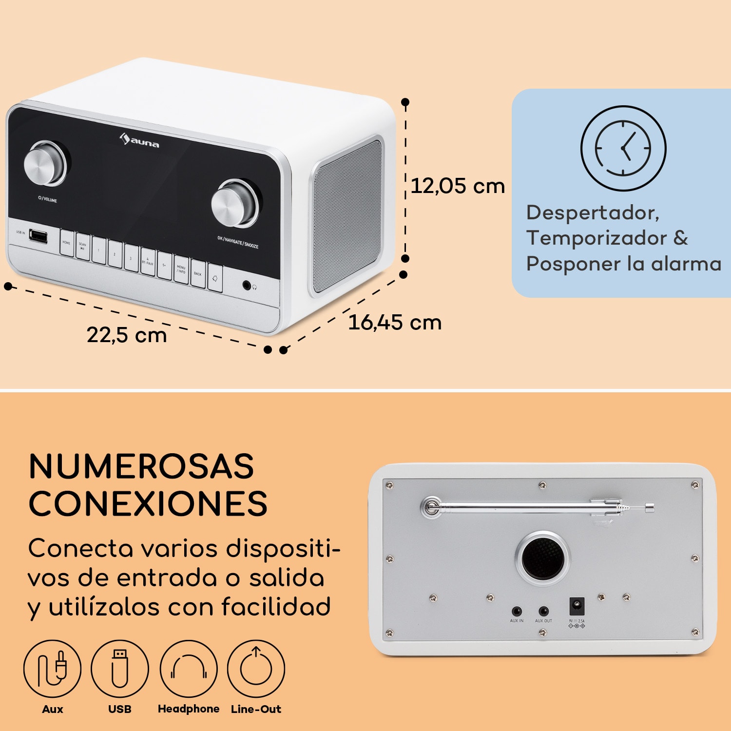Connect 100 MKII radio por Internet, reproductor multimedia, Bluetooth, DAB/DAB+, control por app 