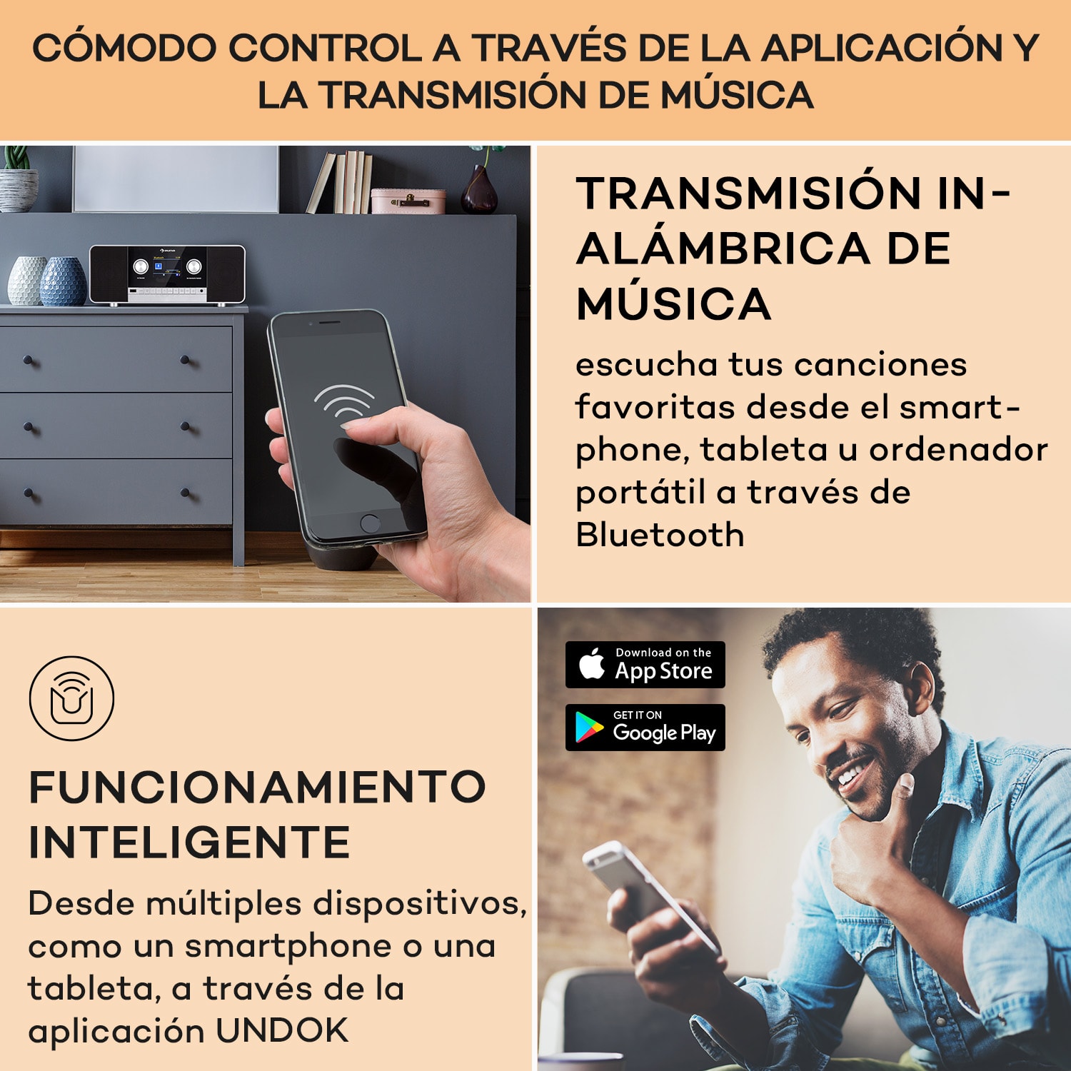Connect 120 MKII Radio de internet Bluetooth WLAN DAB/DAB+ USB AUX Negro