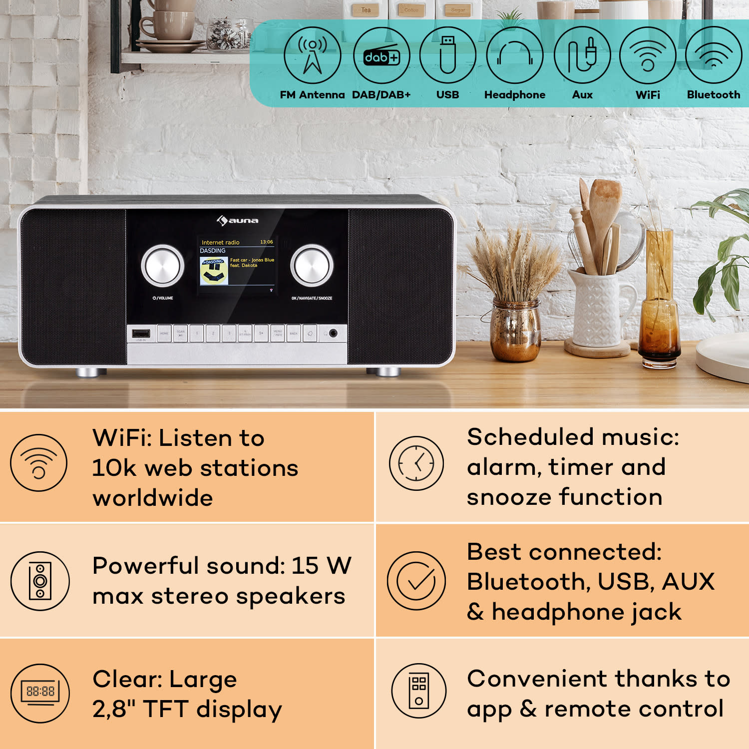 Connect 120 MKII Internet Radio Bluetooth WLAN DAB/DAB+ USB AUX Black