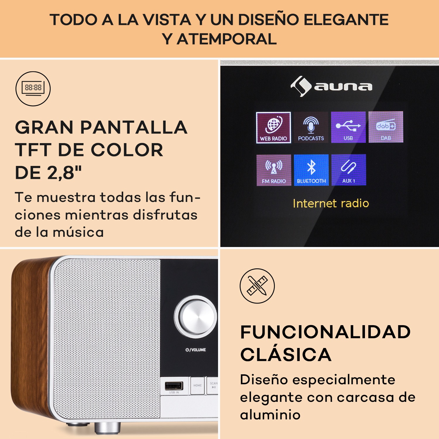 Connect 120 MKII Radio de internet Bluetooth WLAN DAB/DAB+ USB AUX Nuez