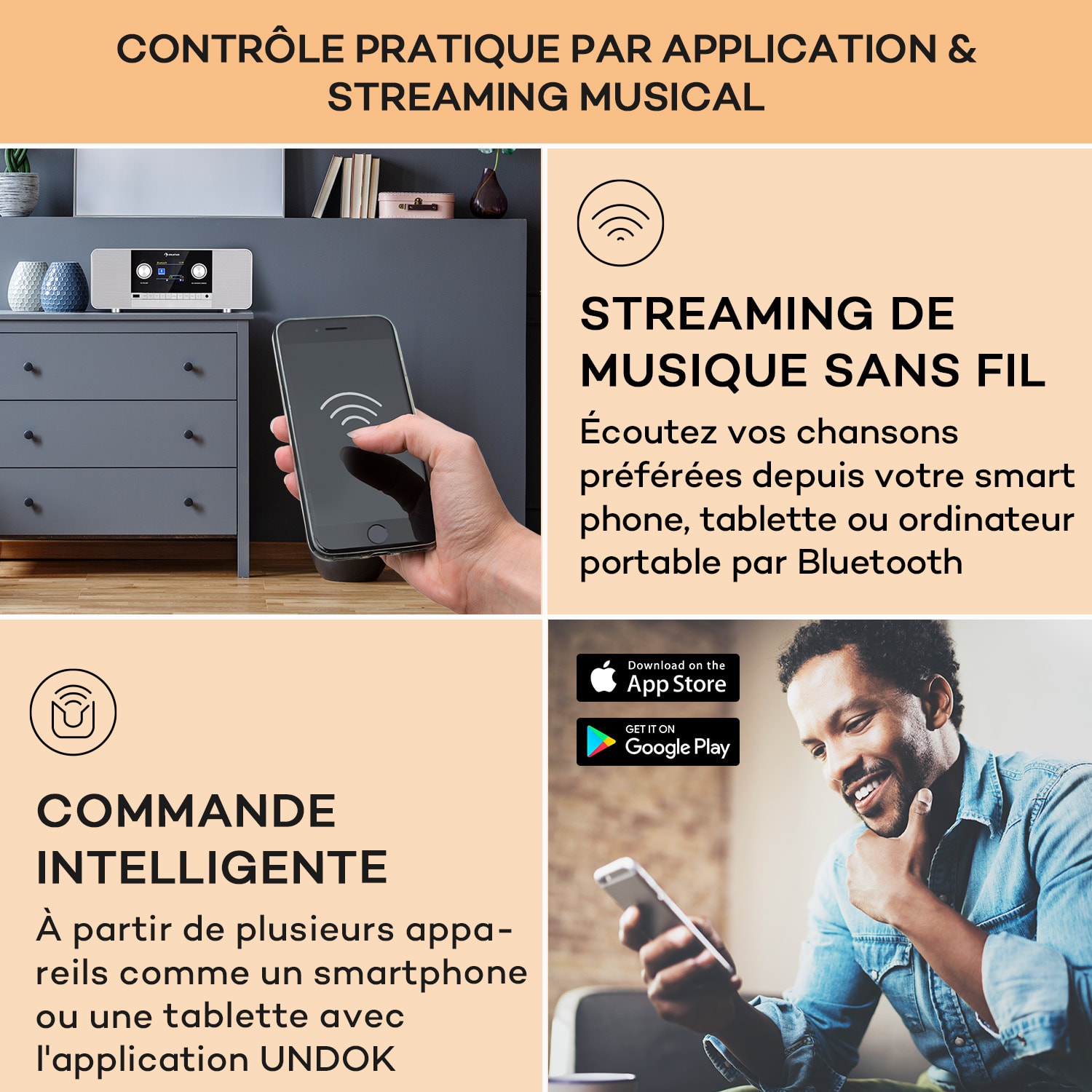 Connect 120 MKII Radio Internet Bluetooth WiFi DAB/DAB+ USB AUX Noyer