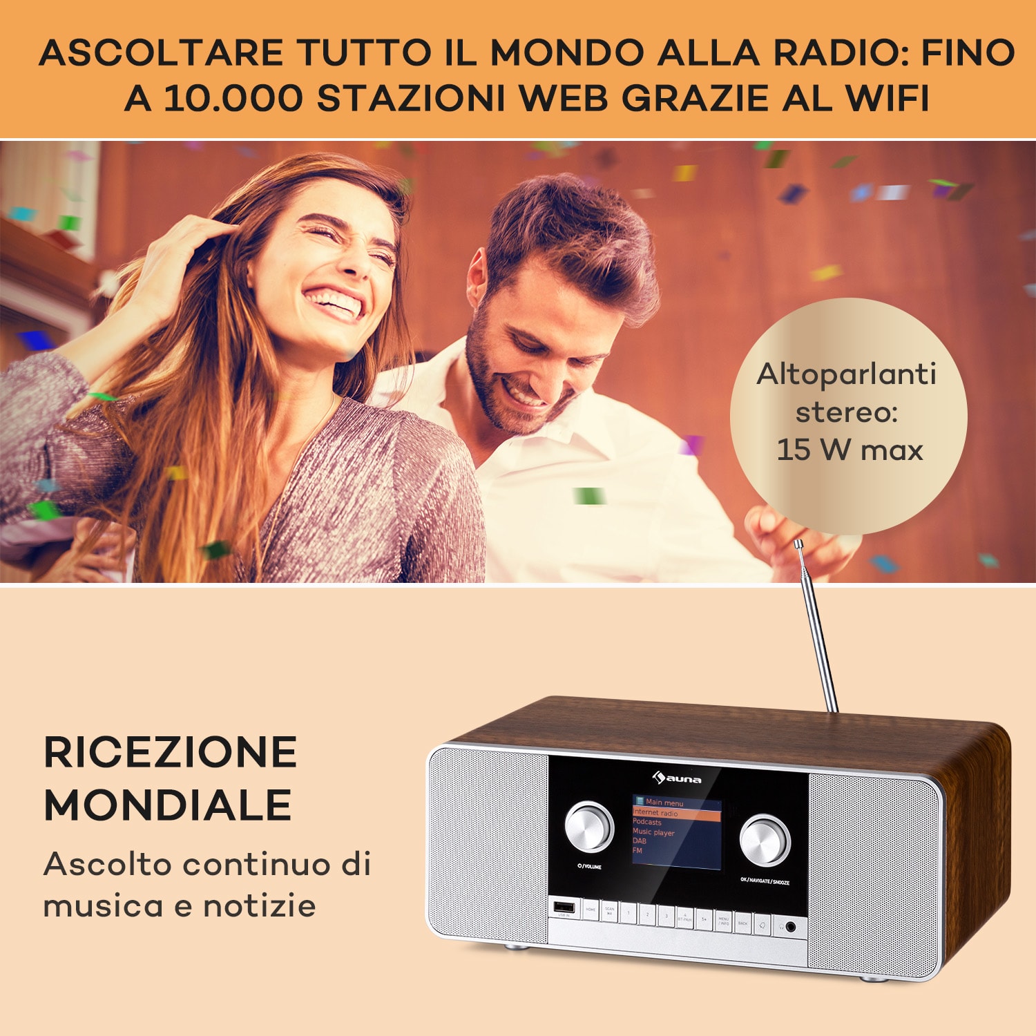 Connect 120 MKII - Radio web, Bluetooth, WiFi, DAB/DAB+, USB Noce