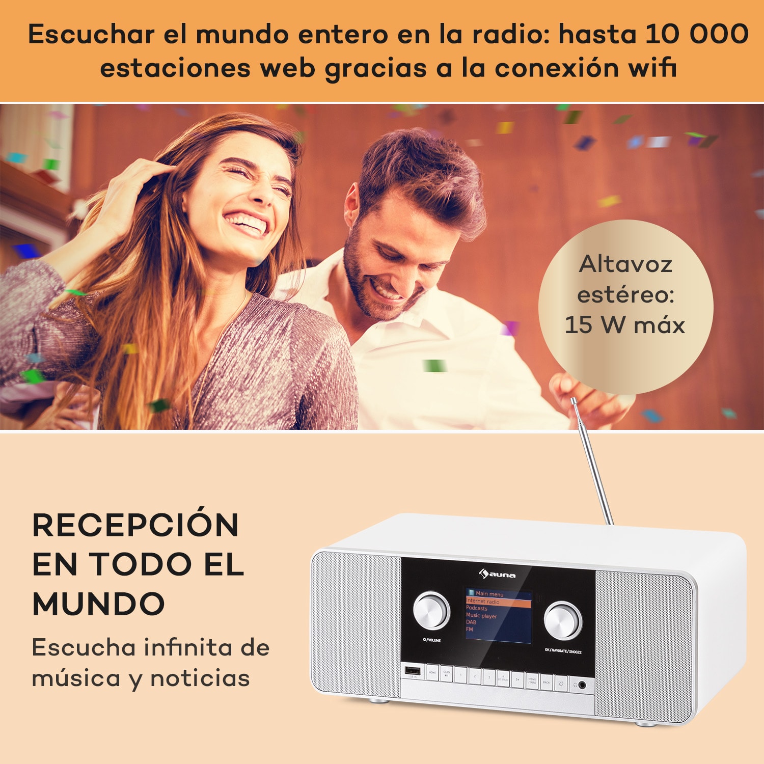 Connect 120 MKII Radio de internet Bluetooth WLAN DAB/DAB+ USB AUX Blanco