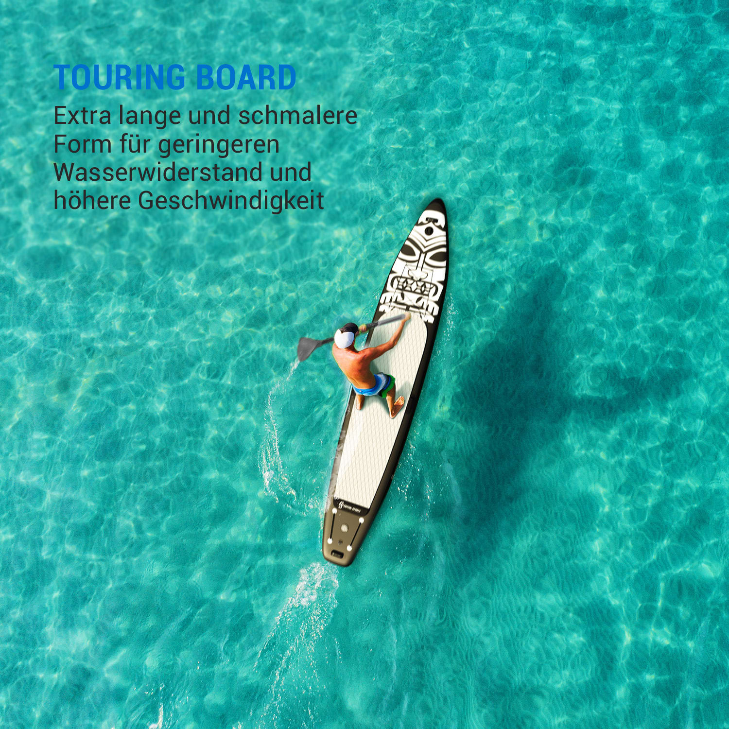 Mamao Touring Board aufblasbares Paddelboard SUP-Board-Set Touring Tiki