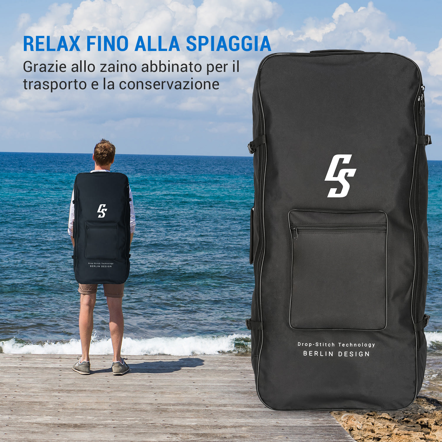 Kipu Allrounder Tandem Paddleboard gonfiabile SUP-Board-Set Cruiser 