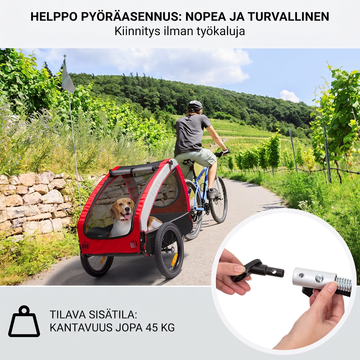 Husky koirankuljetuskärry n. 250 l 600D oxford -kangas  Punainen