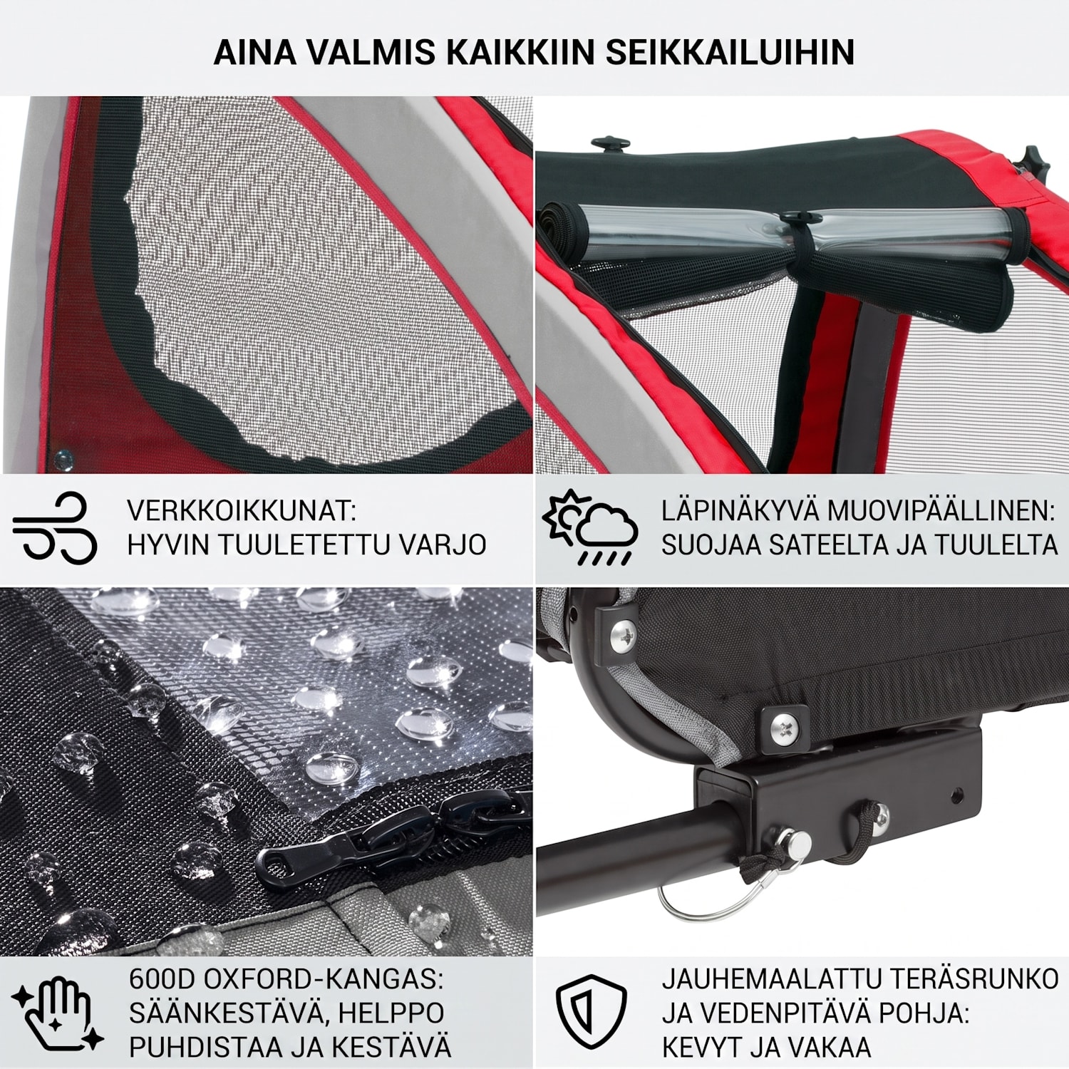 Husky koirankuljetuskärry n. 250 l 600D oxford -kangas  Punainen
