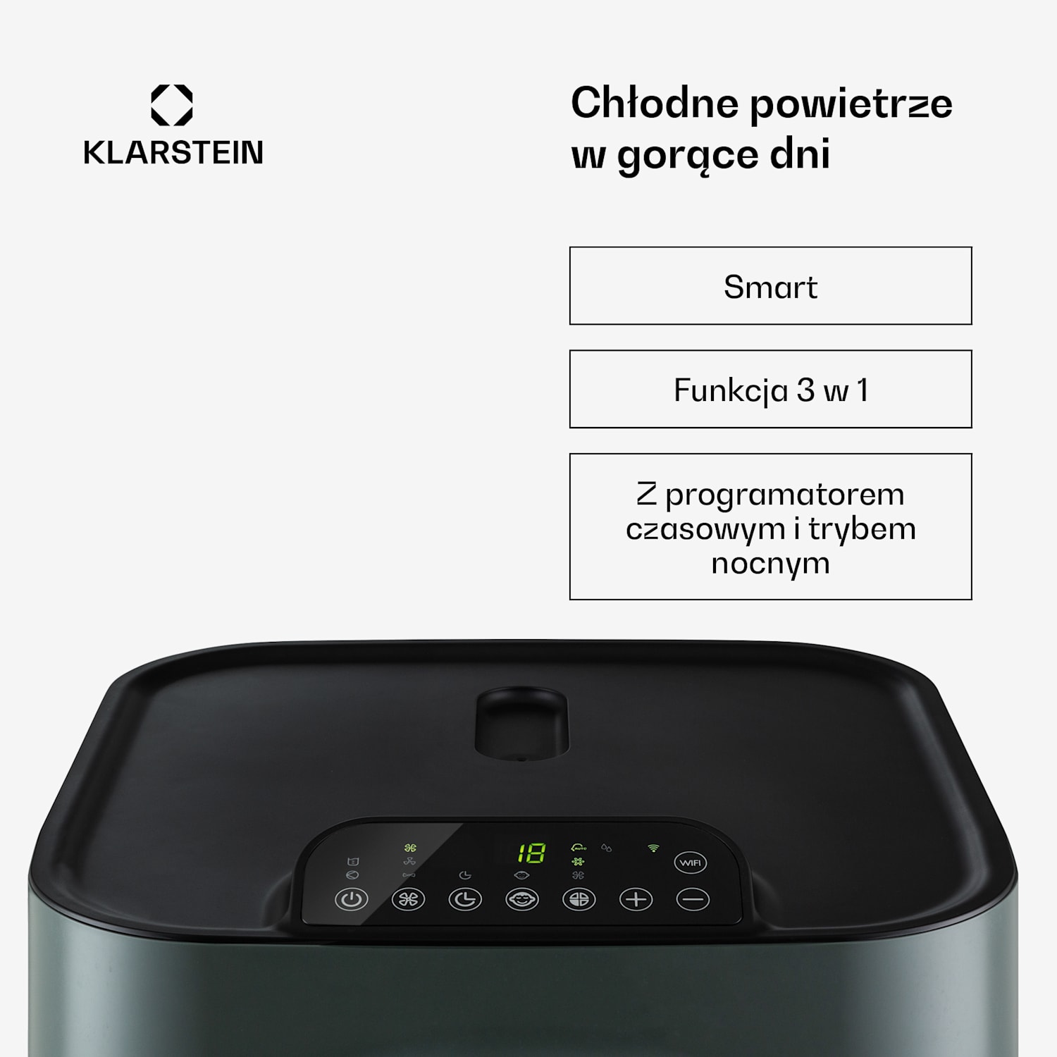 Kraftwerk Eco Smart 11, klimatyzator przenośny 3 w 1, 11 500 BTU/3,3 kW, pilot, sterowanie przez aplikację 11.500 BTU | Antracyt