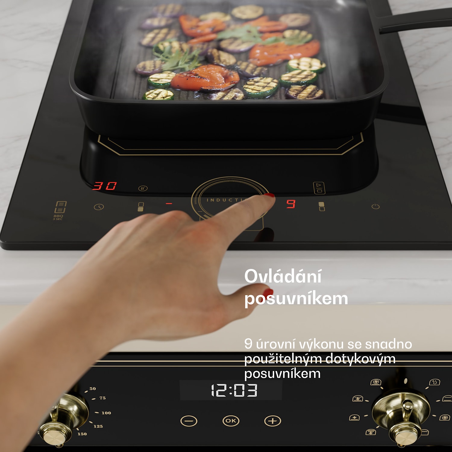 Victoria Domino, indukční varná deska, vestavná, 3500 W, Flexzone, časovač 