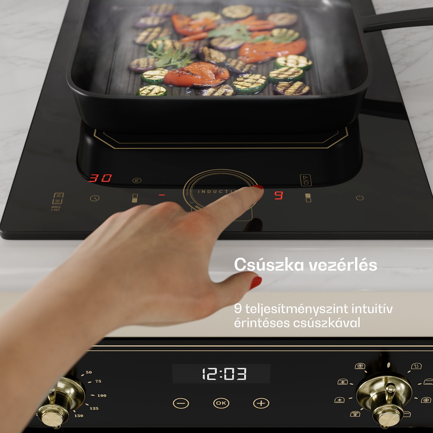Victoria Domino, beépített indukciós főzőlap, 3500 W, Flexzone, időzítő 