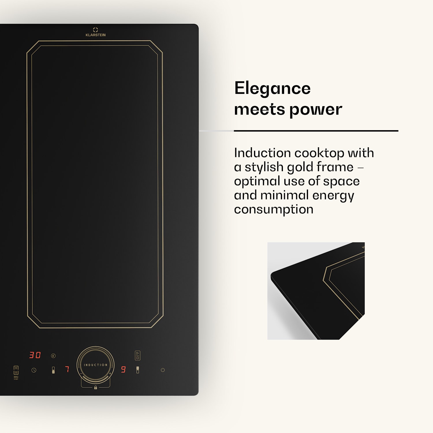 Victoria Domino inductiekookplaat inbouw 3500W flexzone timer  Zwart