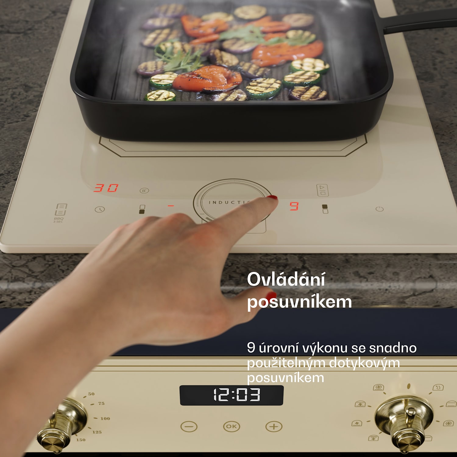 Victoria Domino, indukční varná deska, vestavná, 3500 W, Flexzone, časovač 