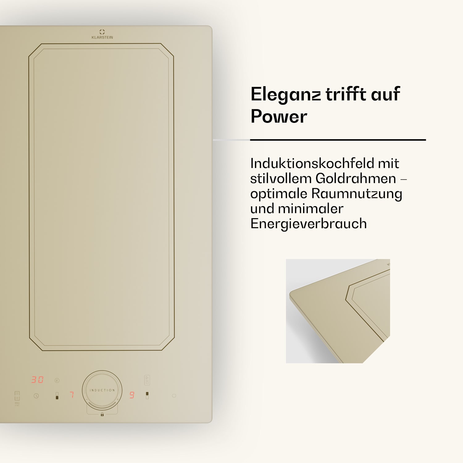 Victoria Domino - Piano cottura a induzione da incasso, 3500 W, Flexzone, timer  Crema vintage