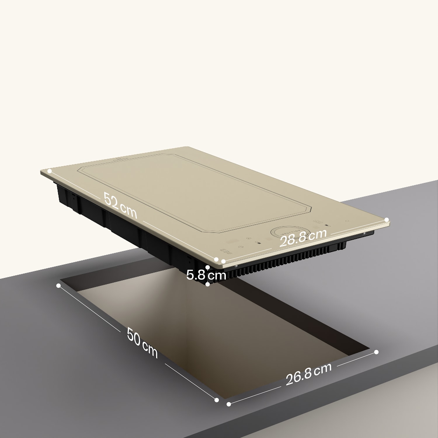 Victoria Domino - Piano cottura a induzione da incasso, 3500 W, Flexzone, timer  Crema vintage