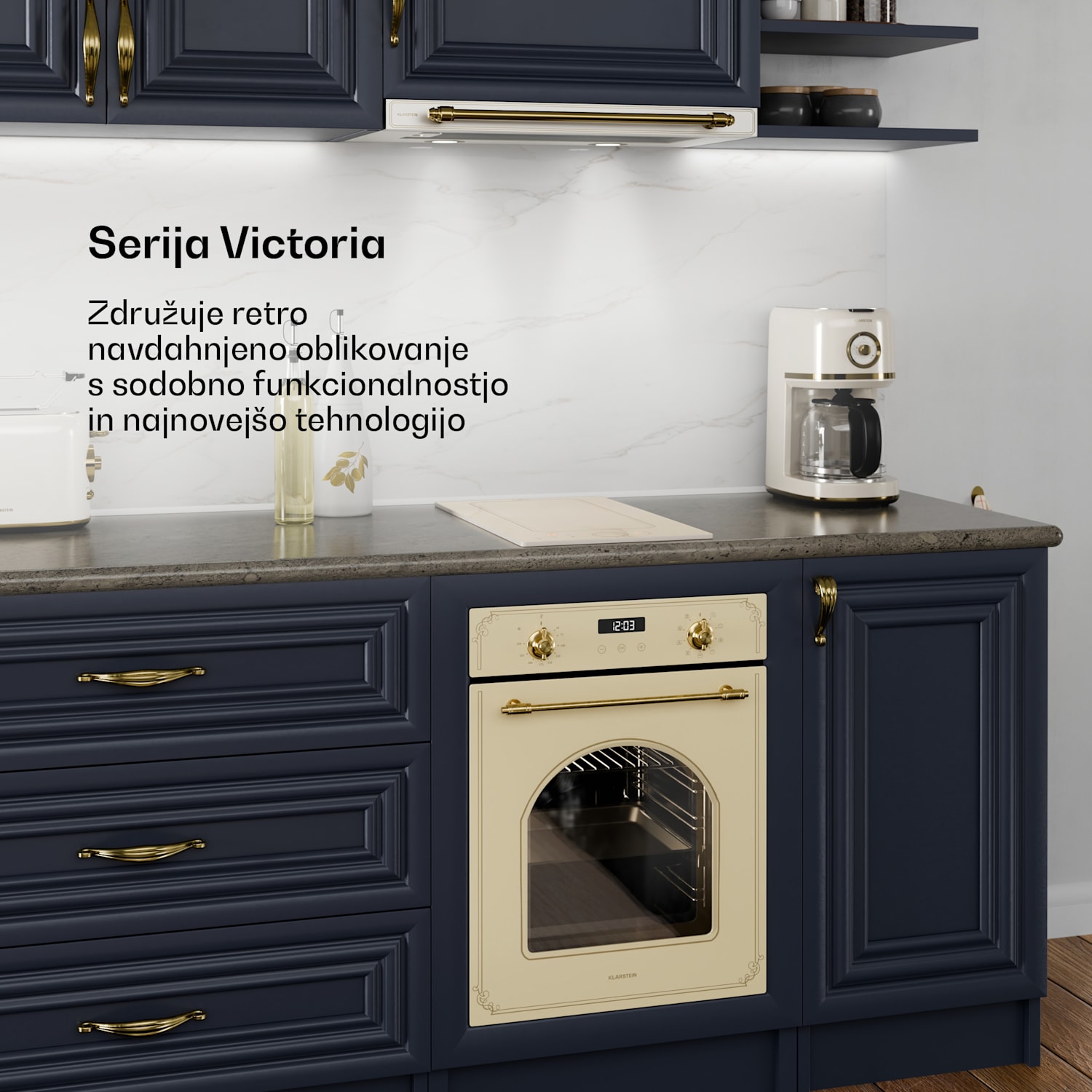 Victoria Domino, indukcijska kuhalna plošča, vgradna, 3500 W, Flexzone, časovnik Vintage kremna