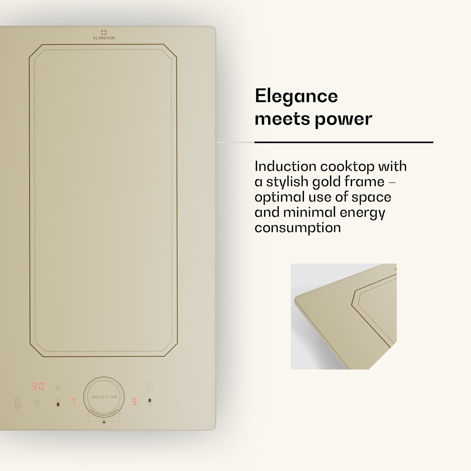 Victoria Domino inductiekookplaat inbouw 3500W flexzone timer  Vintage Crème