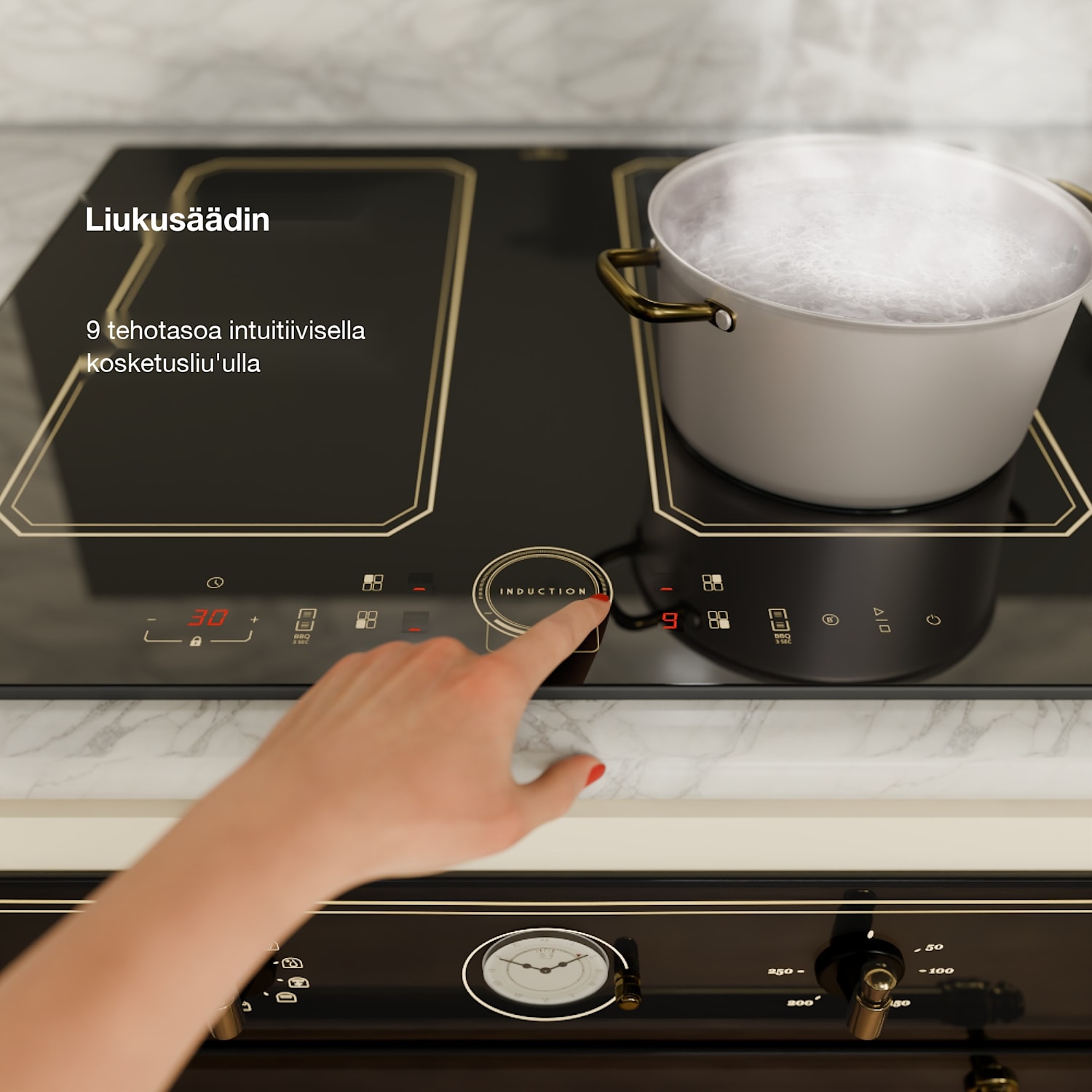 Victoria 4 Flex -induktioliesi integroitava 7000 W 2 joustavaa vyöhykettä ajastin 60 cm | 2 Joustoaluetta | Musta