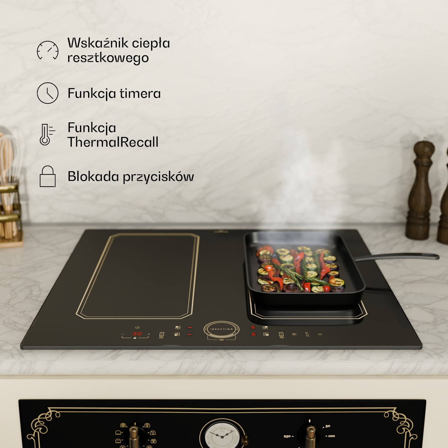 Victoria 4 Flex, płyta indukcyjna do zabudowy, 7000 W, 2 strefy flex, timer 4 | Czarny