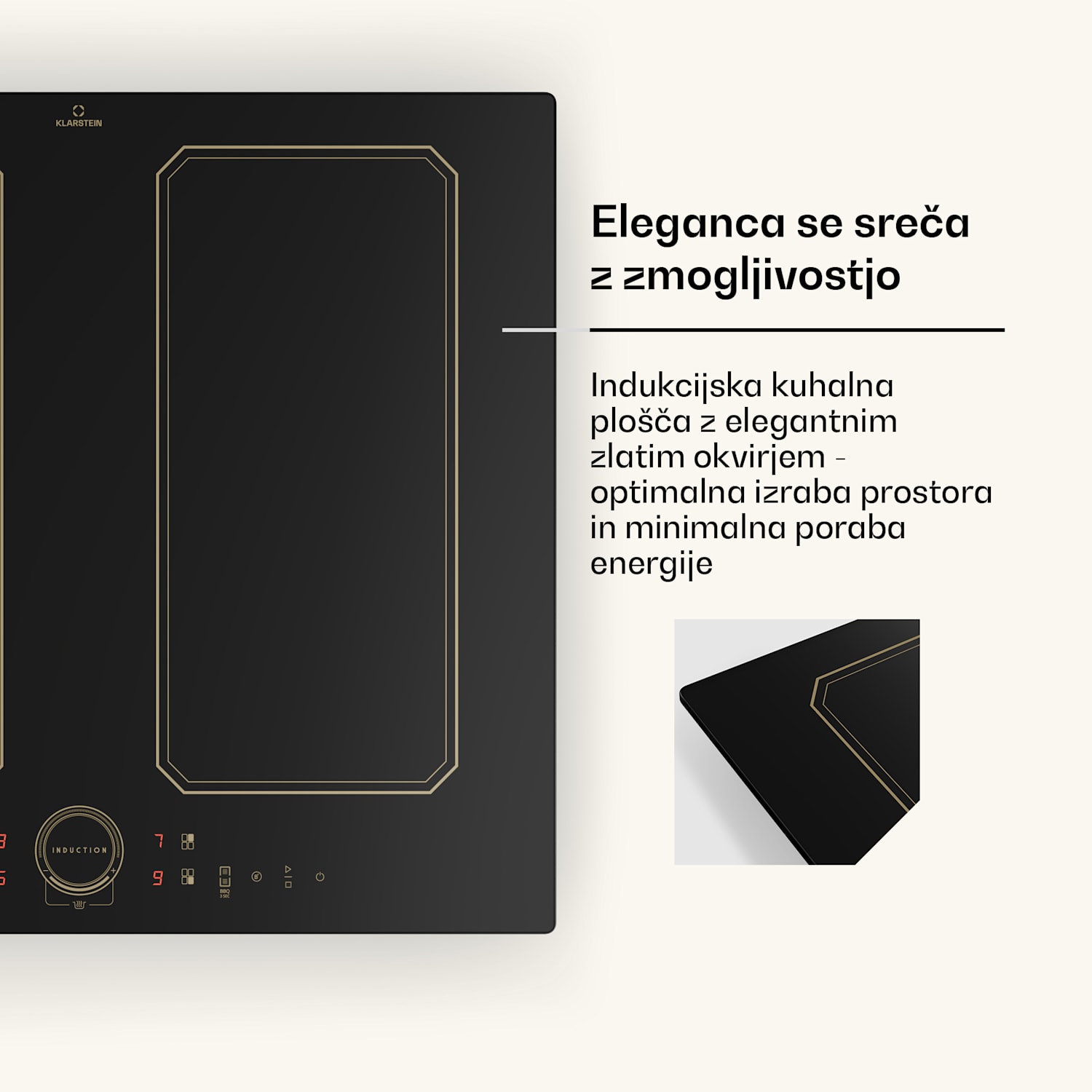 Victoria 4 Flex, indukcijska kuhalna plošča, vgradna, 7000 W, 2 flexi coni, časovnik 4 | Črna