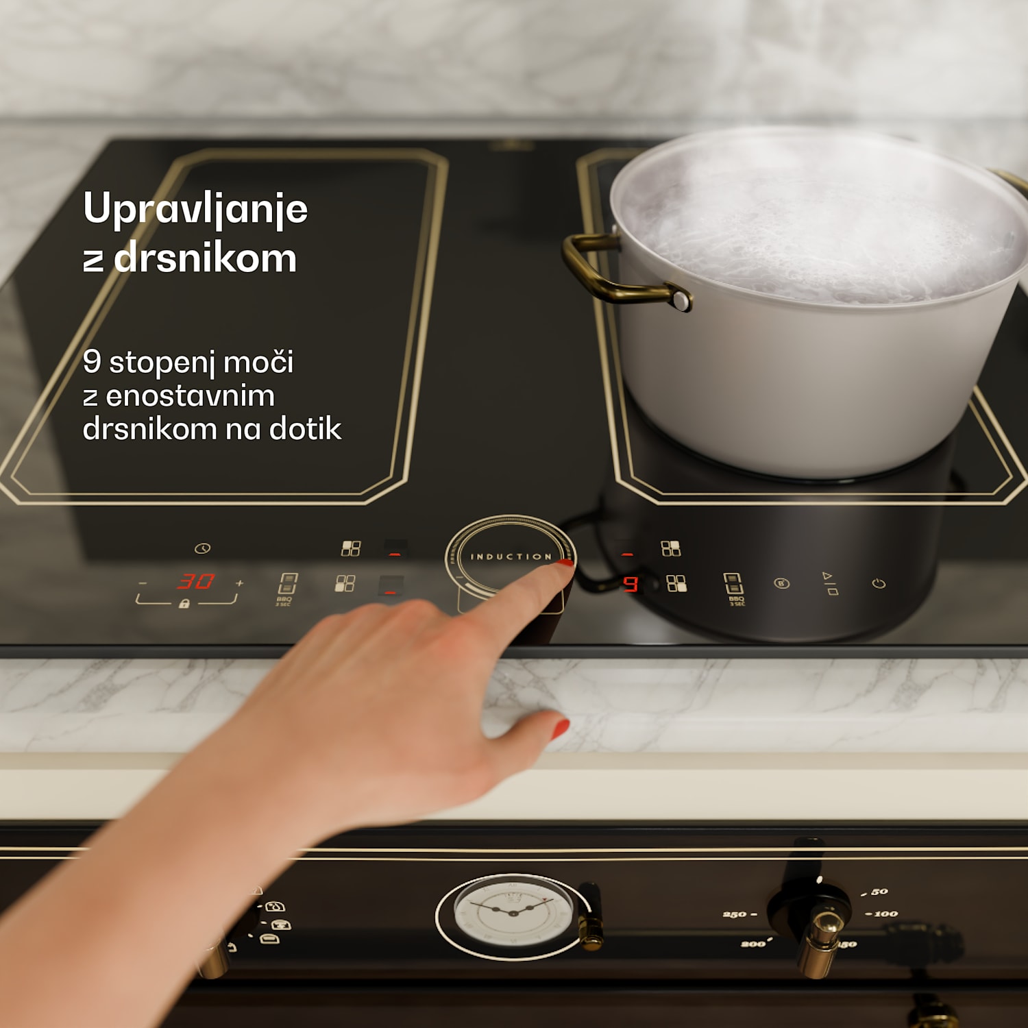 Victoria 4 Flex, indukcijska kuhalna plošča, vgradna, 7000 W, 2 flexi coni, časovnik 4 | Črna