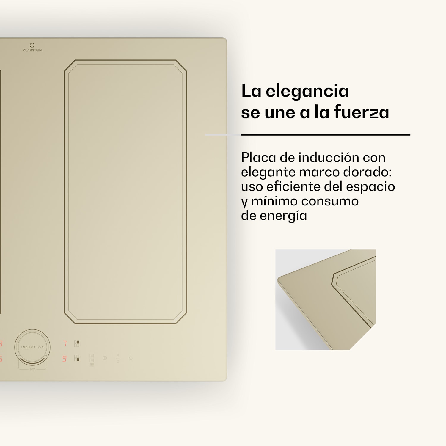 Placa de inducción Victoria 4 Flex Instalación 7000 W 2 Zonas flexibles Temporizador 4 | Crema Vintage