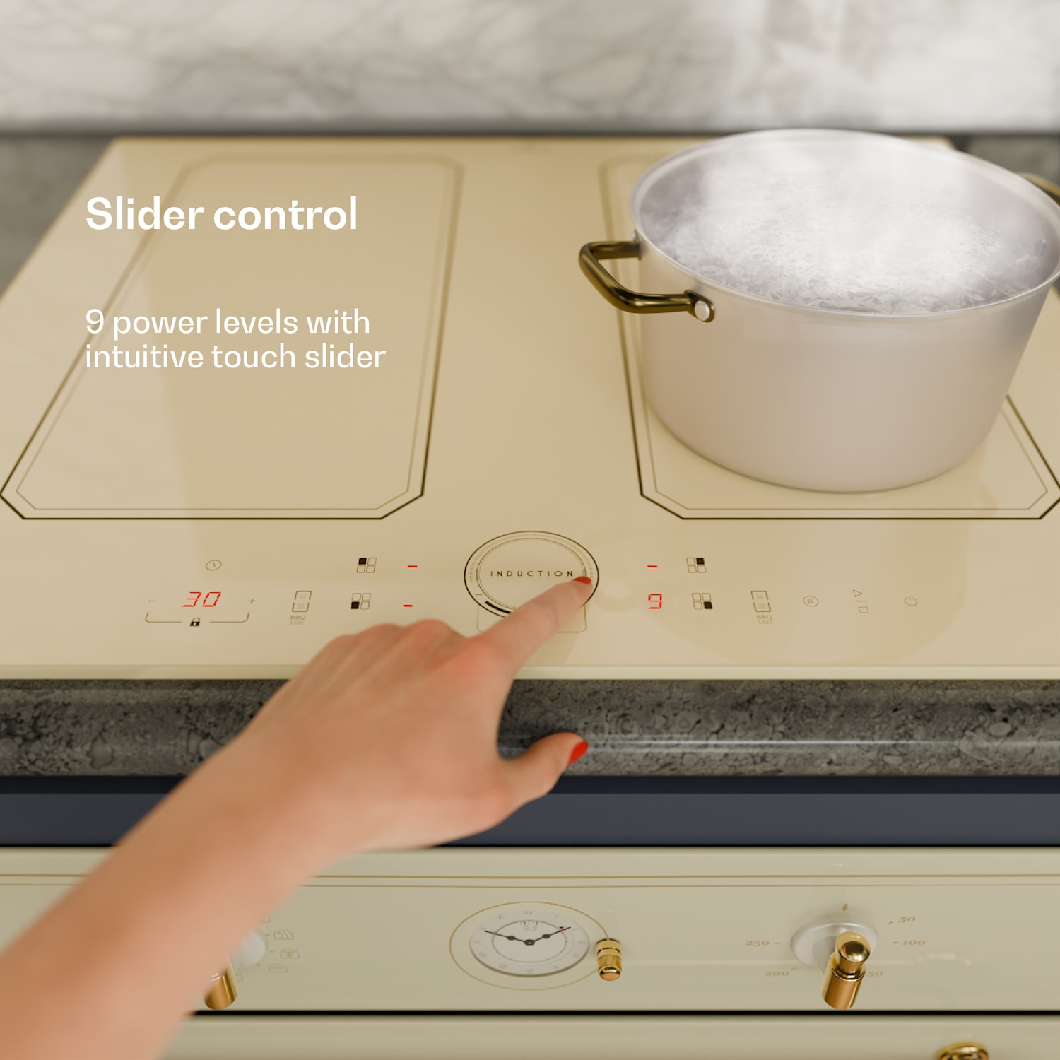 Victoria 4 Flex inductiekookplaat inbouw 7000 W 2 flexzones timer 4 | Vintage Crème