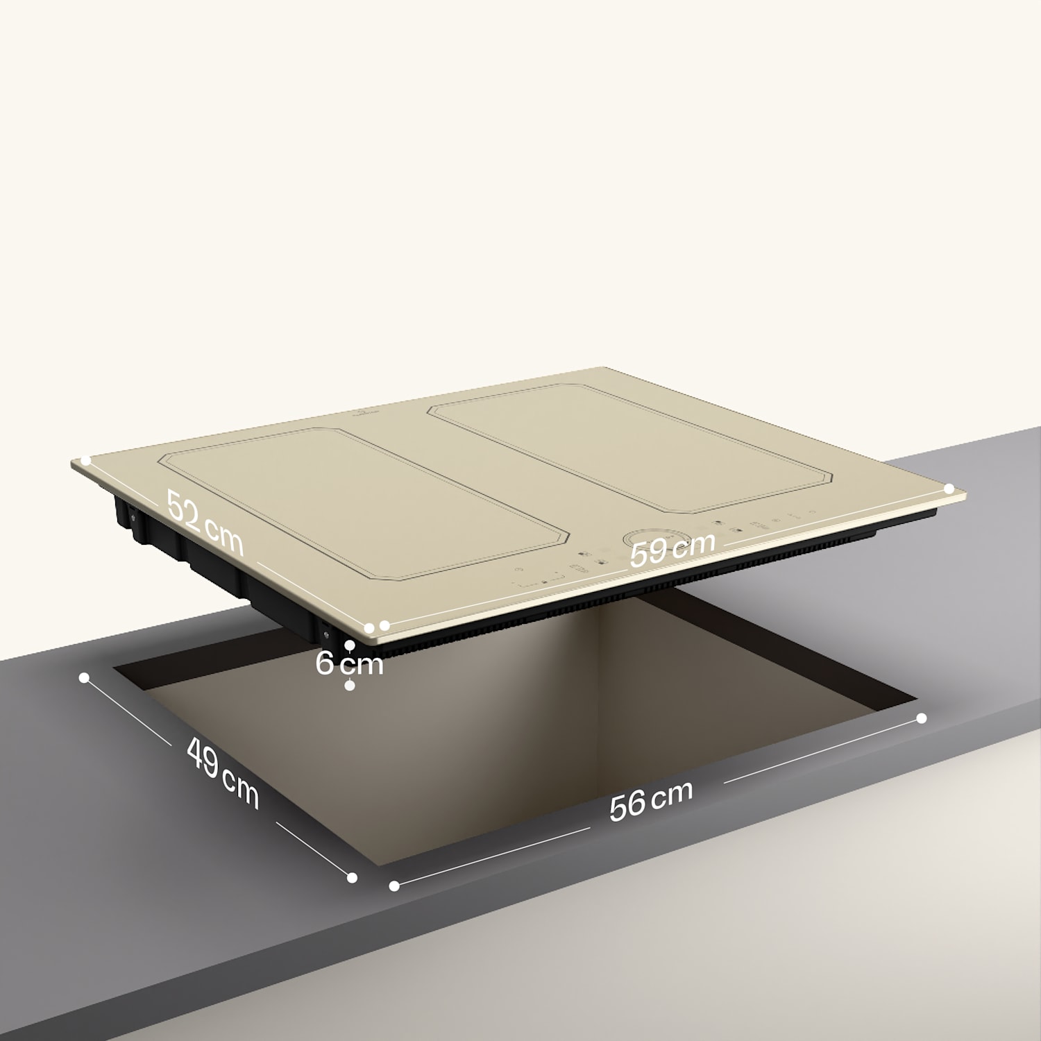 Victoria 4 Flex inductiekookplaat inbouw 7000 W 2 flexzones timer 4 | Vintage Crème