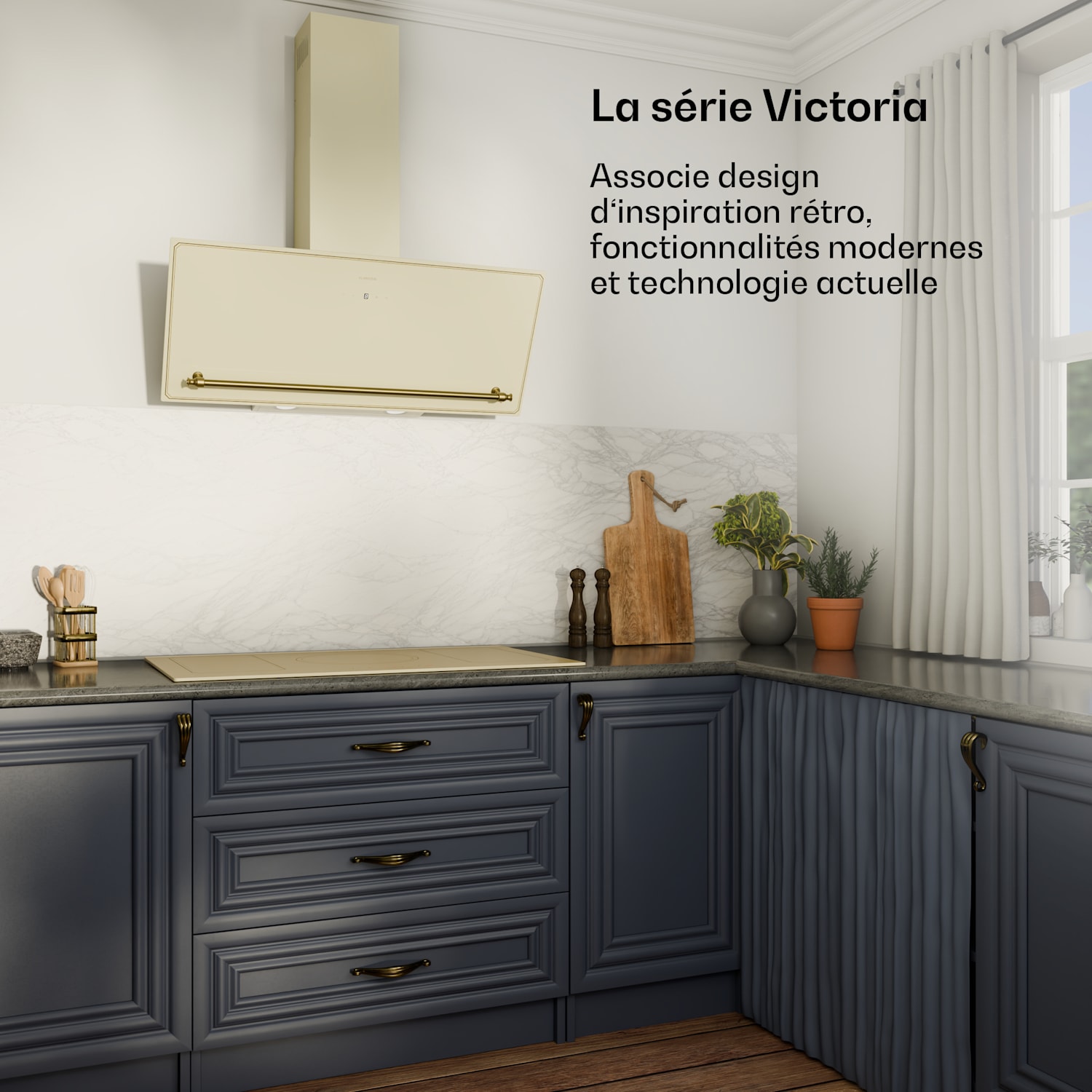 Victoria 5 Flex Table de cuisson à induction encastrable 7400 W 2 zones Flex minuterie  5 | Crème Vintage