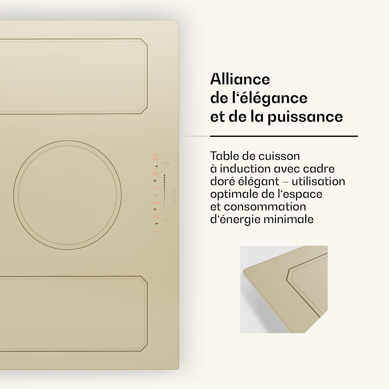 Victoria 5 Flex Table de cuisson à induction encastrable 7400 W 2 zones Flex minuterie  5 | Crème Vintage