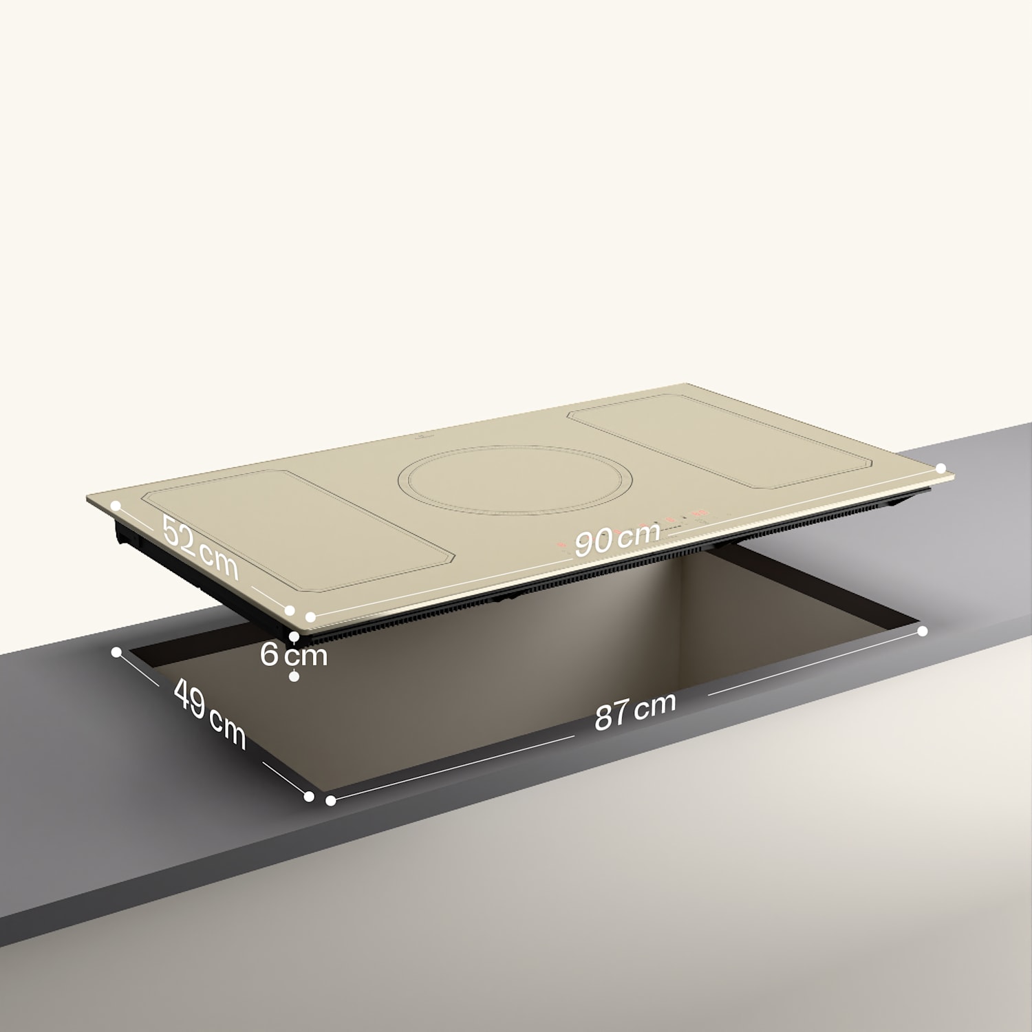 Victoria 5 Flex Table de cuisson à induction encastrable 7400 W 2 zones Flex minuterie  5 | Crème Vintage