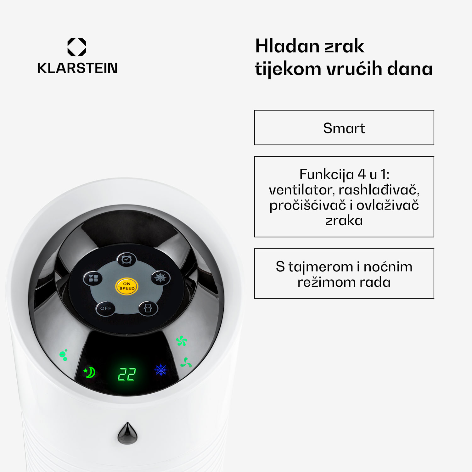 Skyscraper Ice Smart, 4-u-1, Hladnjak zraka i WiFi ventilator, 210 m³ / h, daljinski upravljač 210 m³/h | Da | Bijela