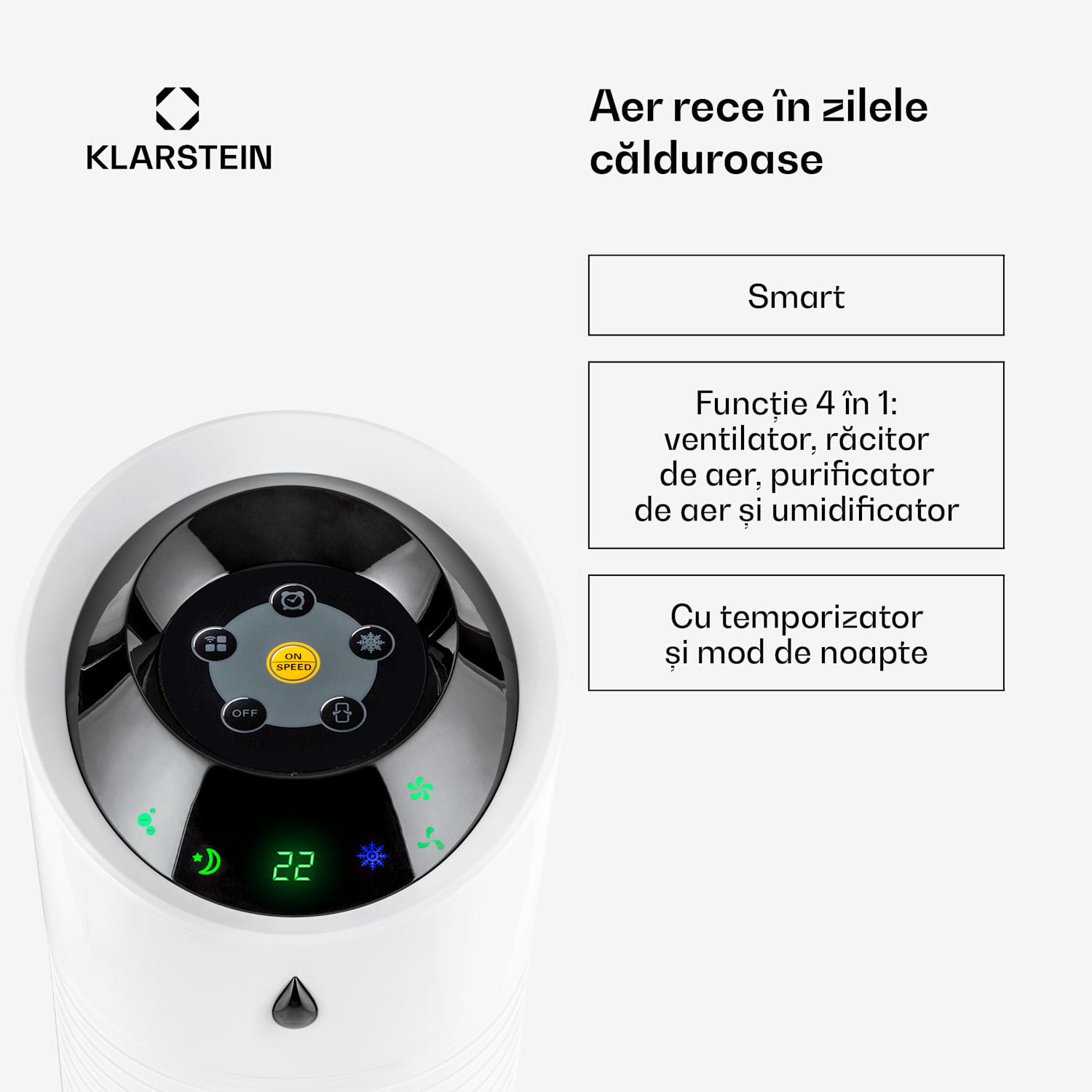 Skyscraper Ice Smart, 4-in-1, Răcitor de aer și ventilator, WiFi, 210m³/h, telecomandă de la distanță 210 m³/h | Da | Alb