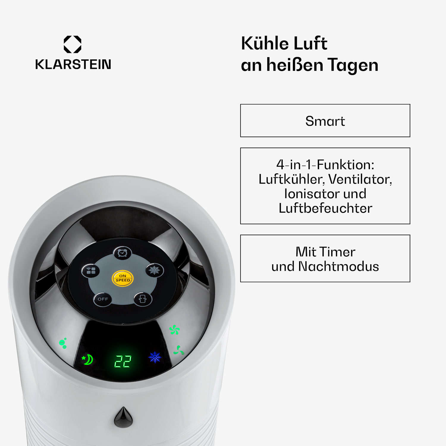 Skyscraper Ice Smart 4-in-1 Luftkühler & Ventilator WiFi 210m³/h Fernbedienung 