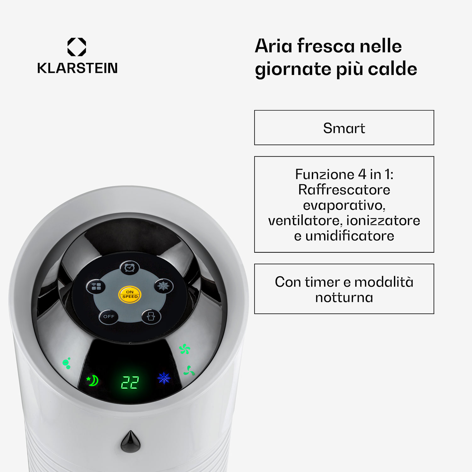 Skyscraper Ice Smart 4-in-1 Ventilatore & raffrescatore WiFi 210m³/h Telecomando 