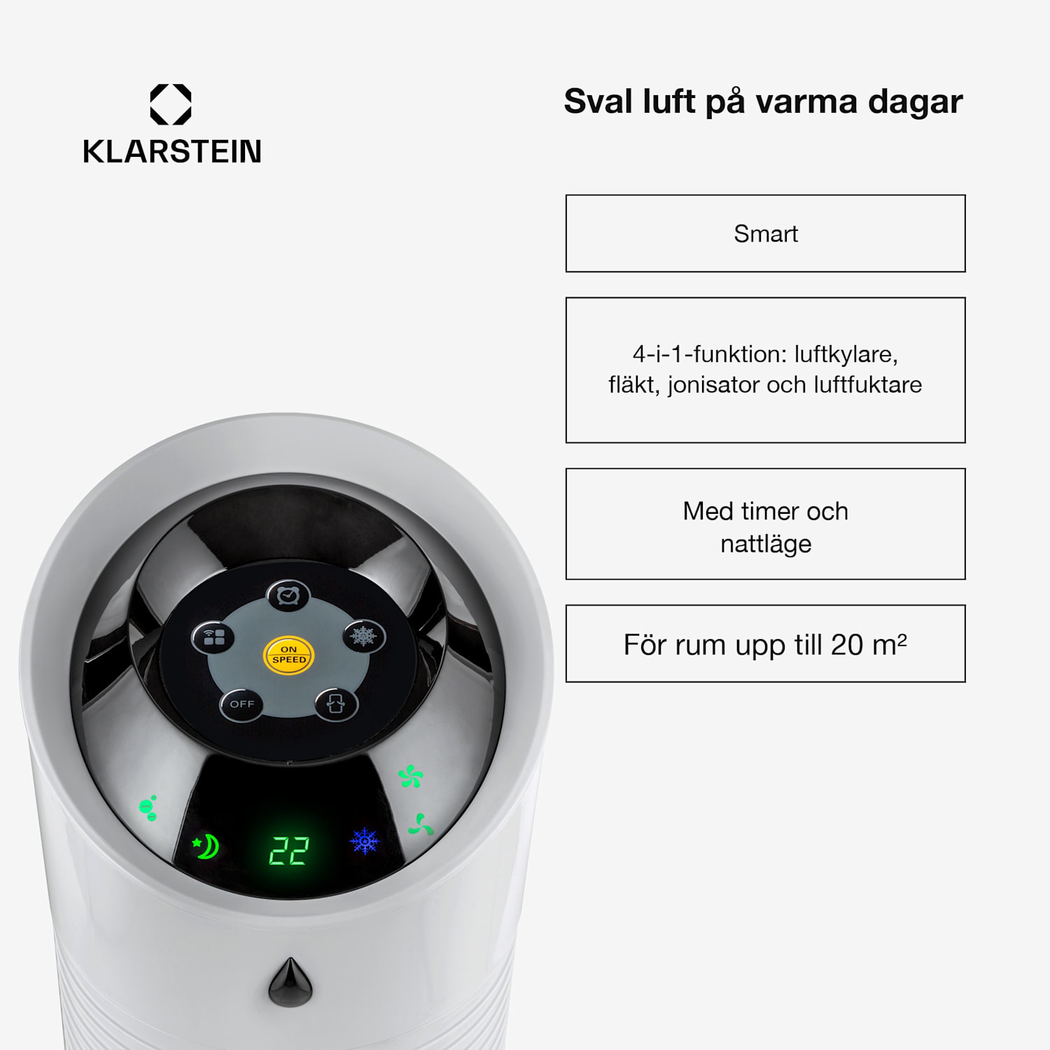 Skyscraper Ice Smart 4-i-1 Luftkylare & fläkt WiFi 180m³/h fjärrkontroll 180 m³/h | Ja | Grå