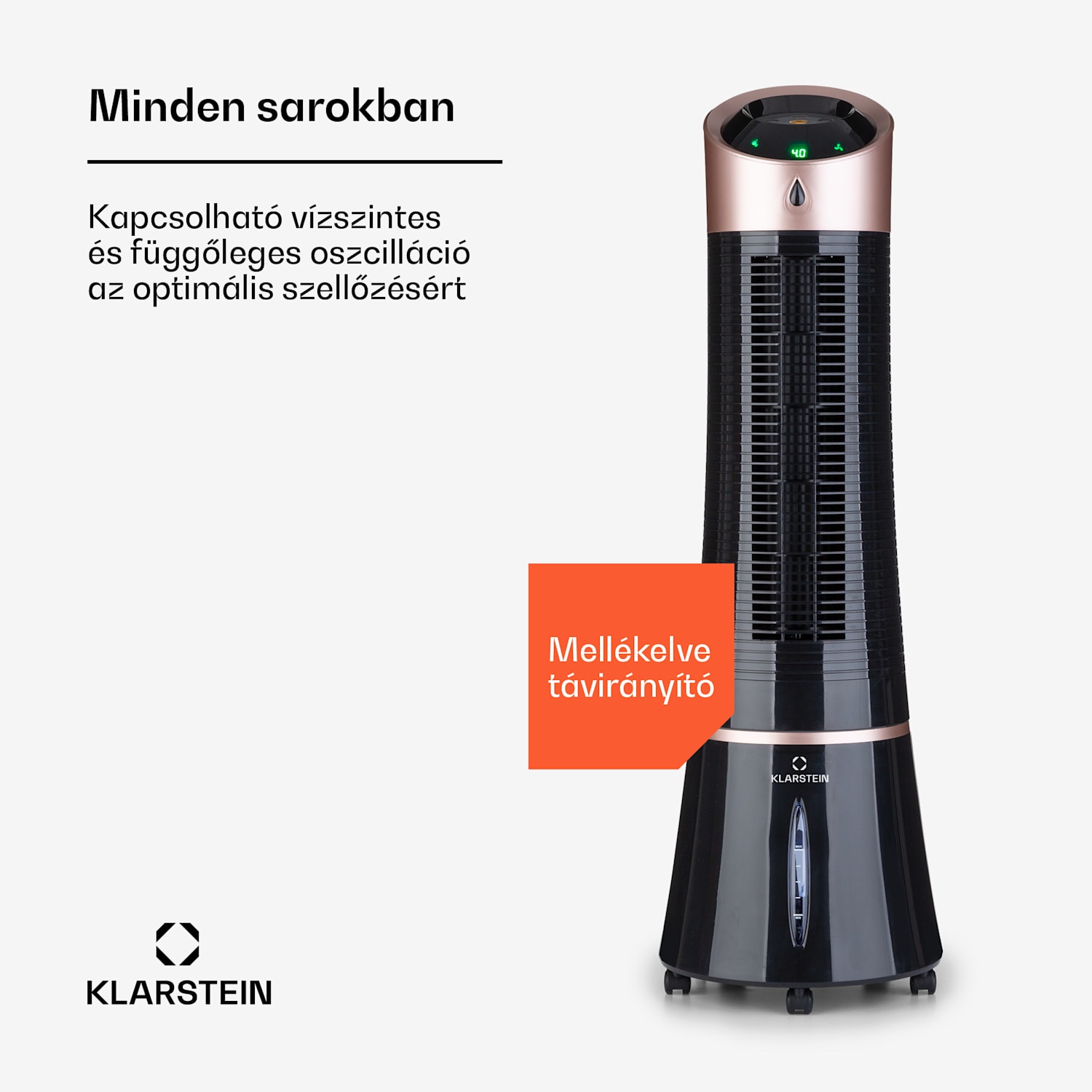 Skyscraper Ice Smart, 4 az 1-ben, léghűtő és ventilátor, WiFi, 210m³/ó, távirányítóval 210 m³/h | Igen | Fekete / Rózsaarany metál
