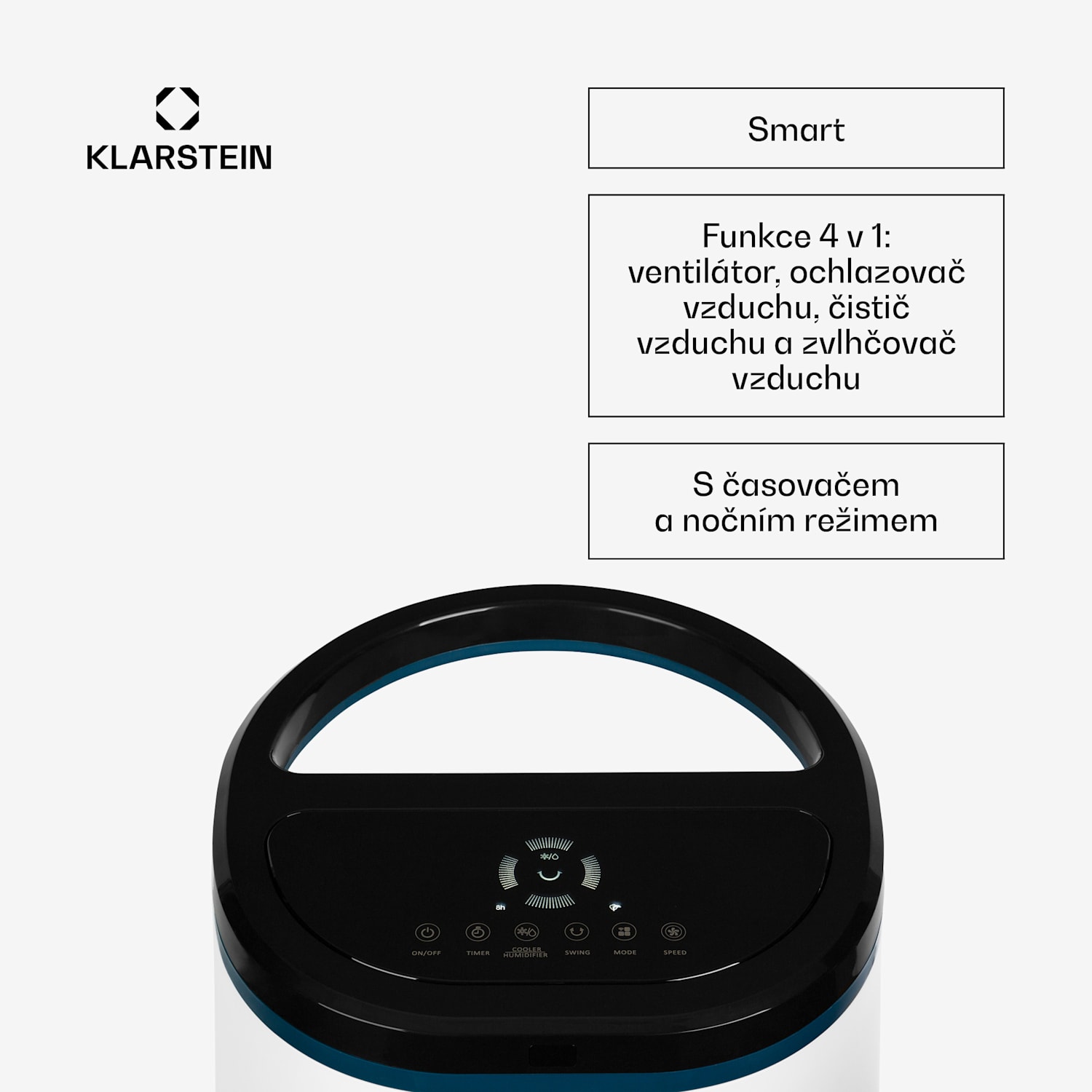 IceWind Plus Smart 4-v-1, ochlazovač vzduchu, ventilátor, zvlhčovač, čistička vzduchu, ovládání aplikací 330 m³/h | Ano | Bílý / černý