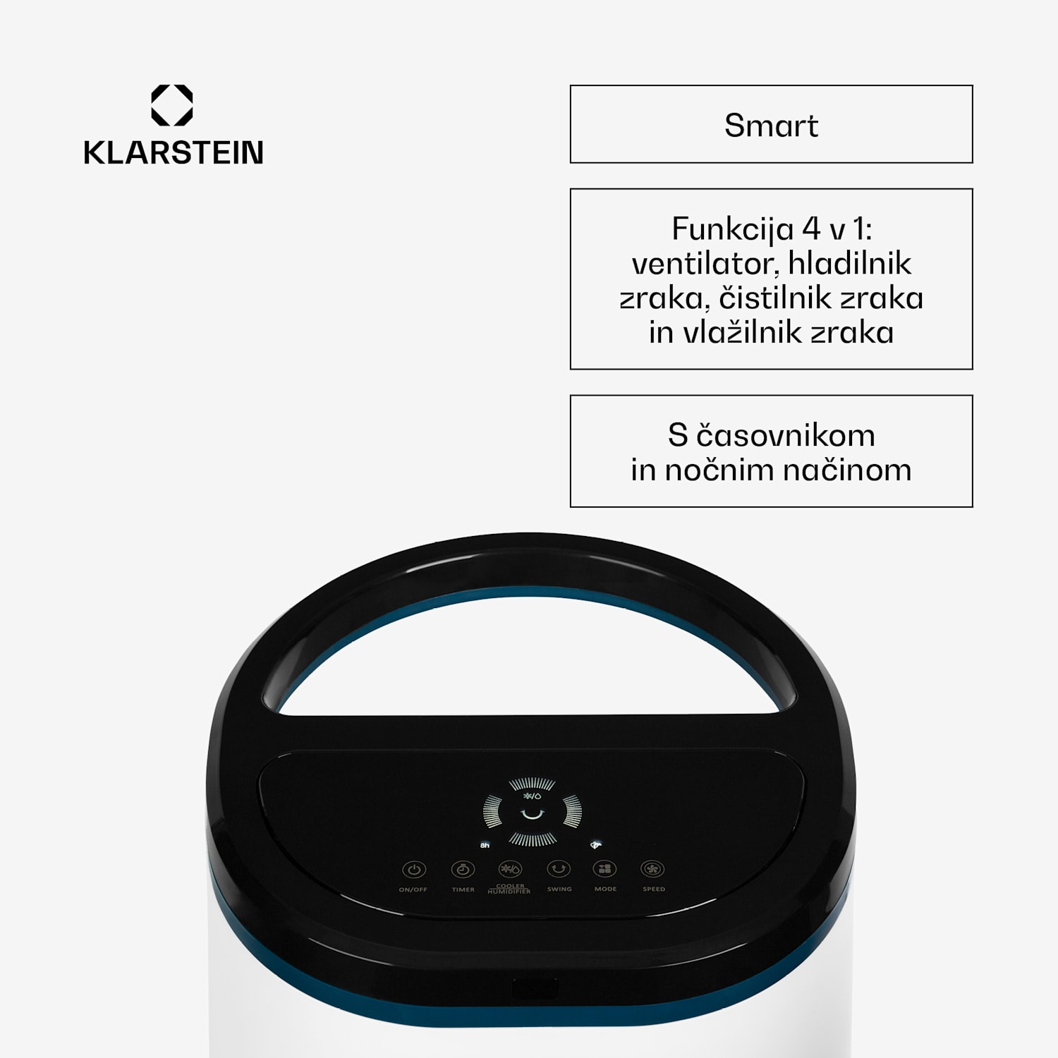 IceWind Plus Smart 4-v-1, hladilnik zraka, ventilator, vlažilec zraka, čistilec zraka, upravljanje z aplikacijo 330 m³/h | Da | Bela / črna