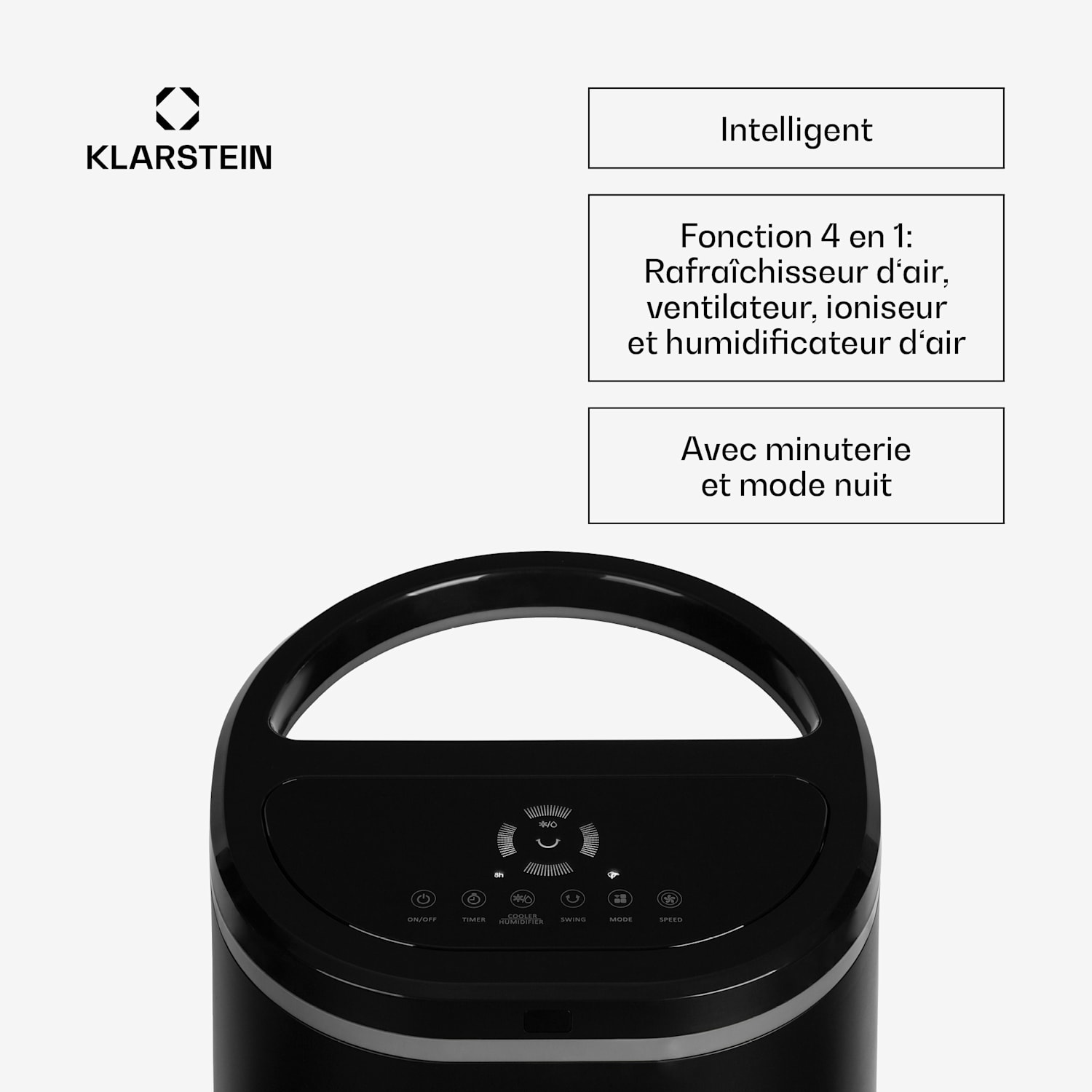 IceWind Plus Smart Smart Refroidisseur d'air 4-en-1 Ventilateur Humidificateur Purificateur d'air Contrôle par application 330 m³/h | Oui | Noir