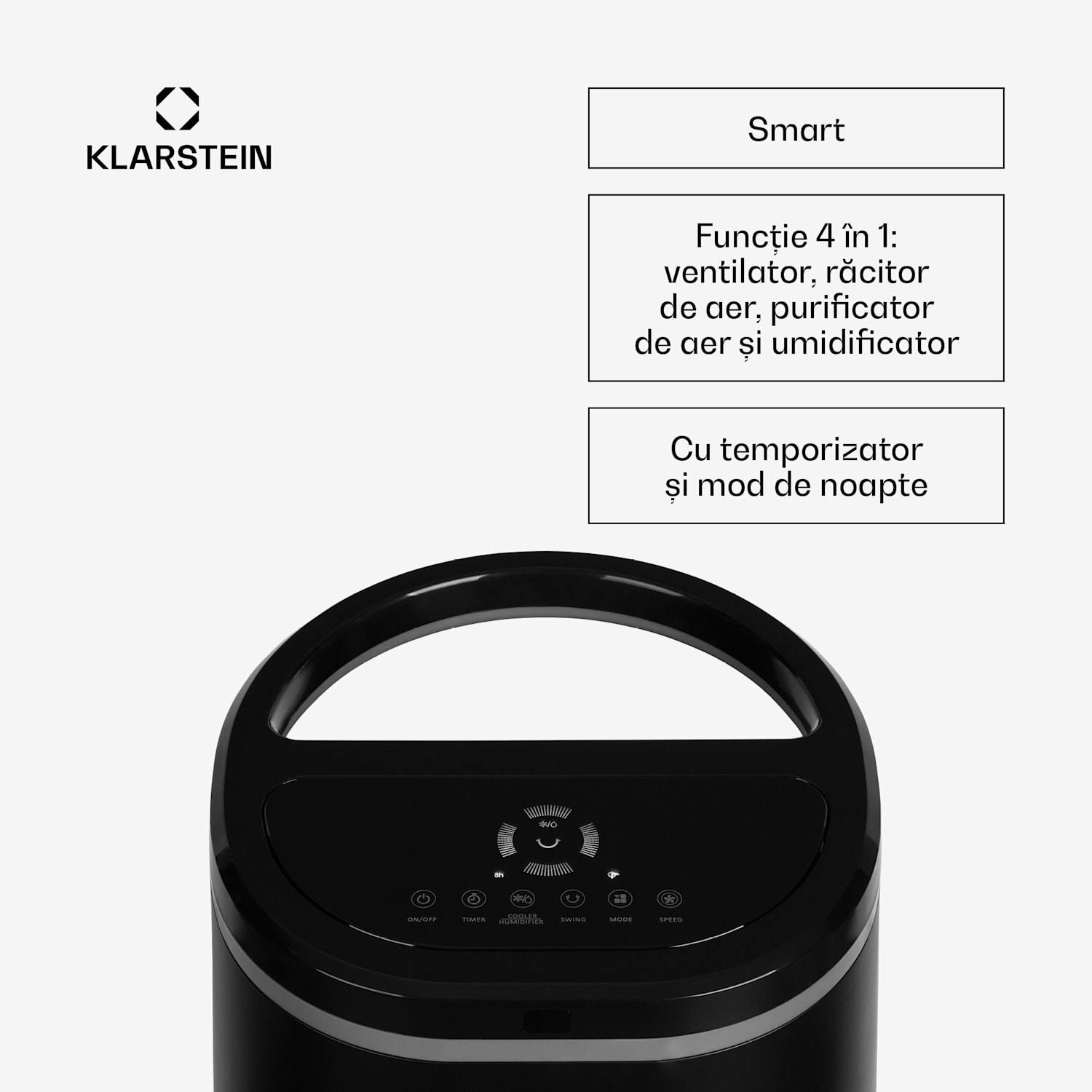 IceWind Plus Smart 4-în-1, răcitor de aer, ventilator, umidificator, purificator de aer, control prin aplicație 330 m³/h | Da | Negru