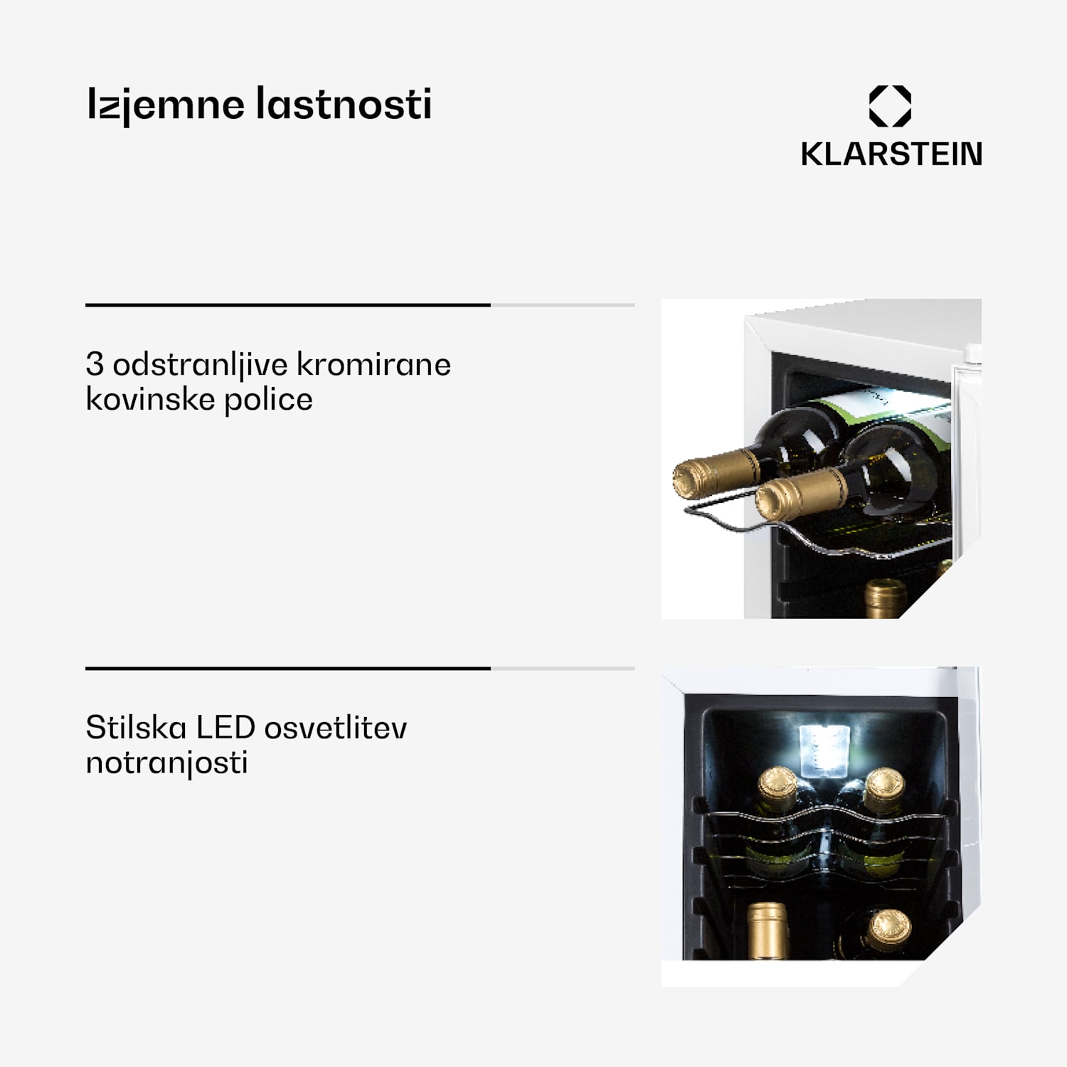 Shiraz 12 Slim, hladilnik za vino. 32 l/12 steklenic, nadzorna plošča na dotik, 85 W, 5 - 18 °C 12 steklenic | 1 | Belo Steklo