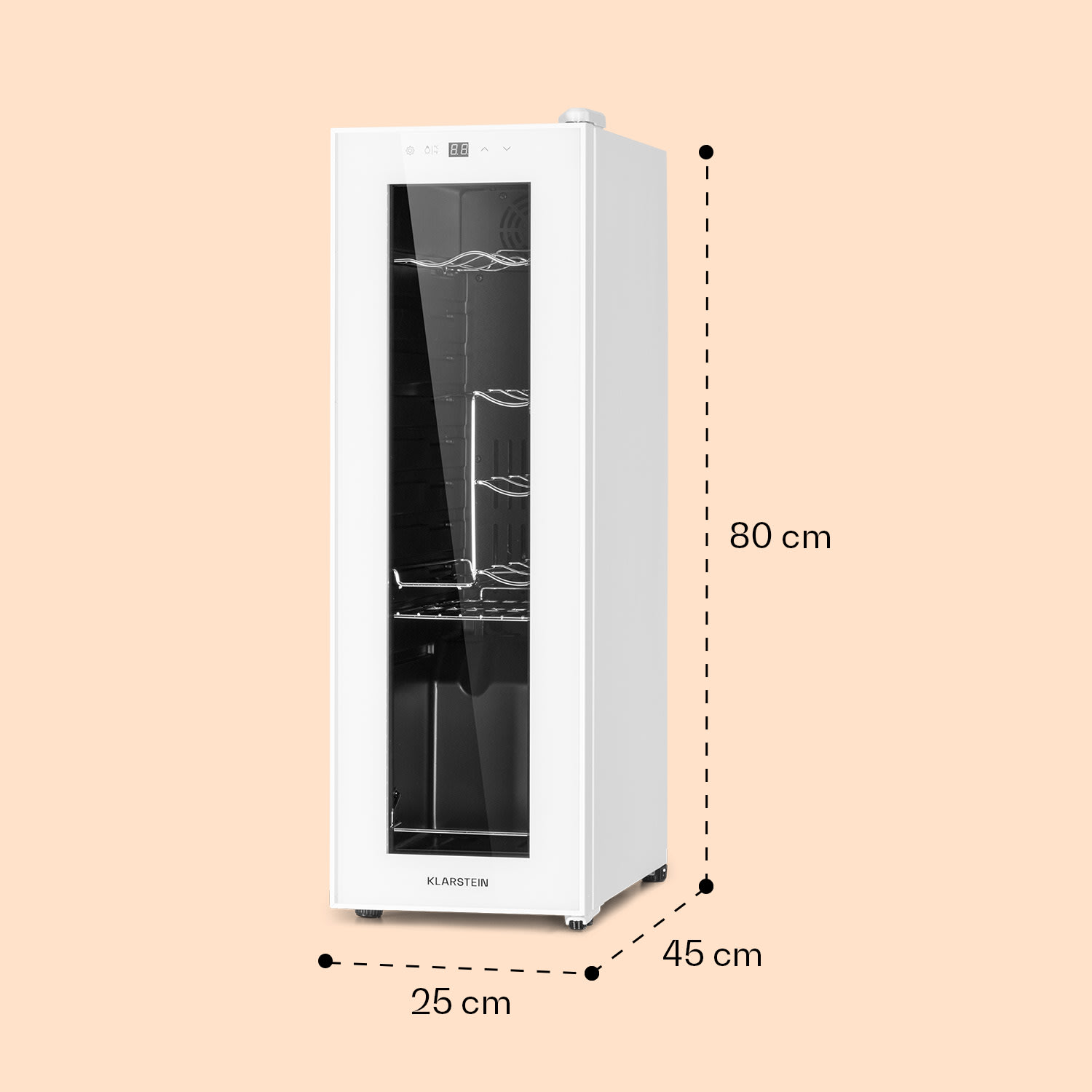 Shiraz 12 Slim Uno Wine Fridge 32l/12Fl. Touch 85 W 5-18 °C LED 1 zona de refrigeración | 12 botellas | Vidrio Blanco