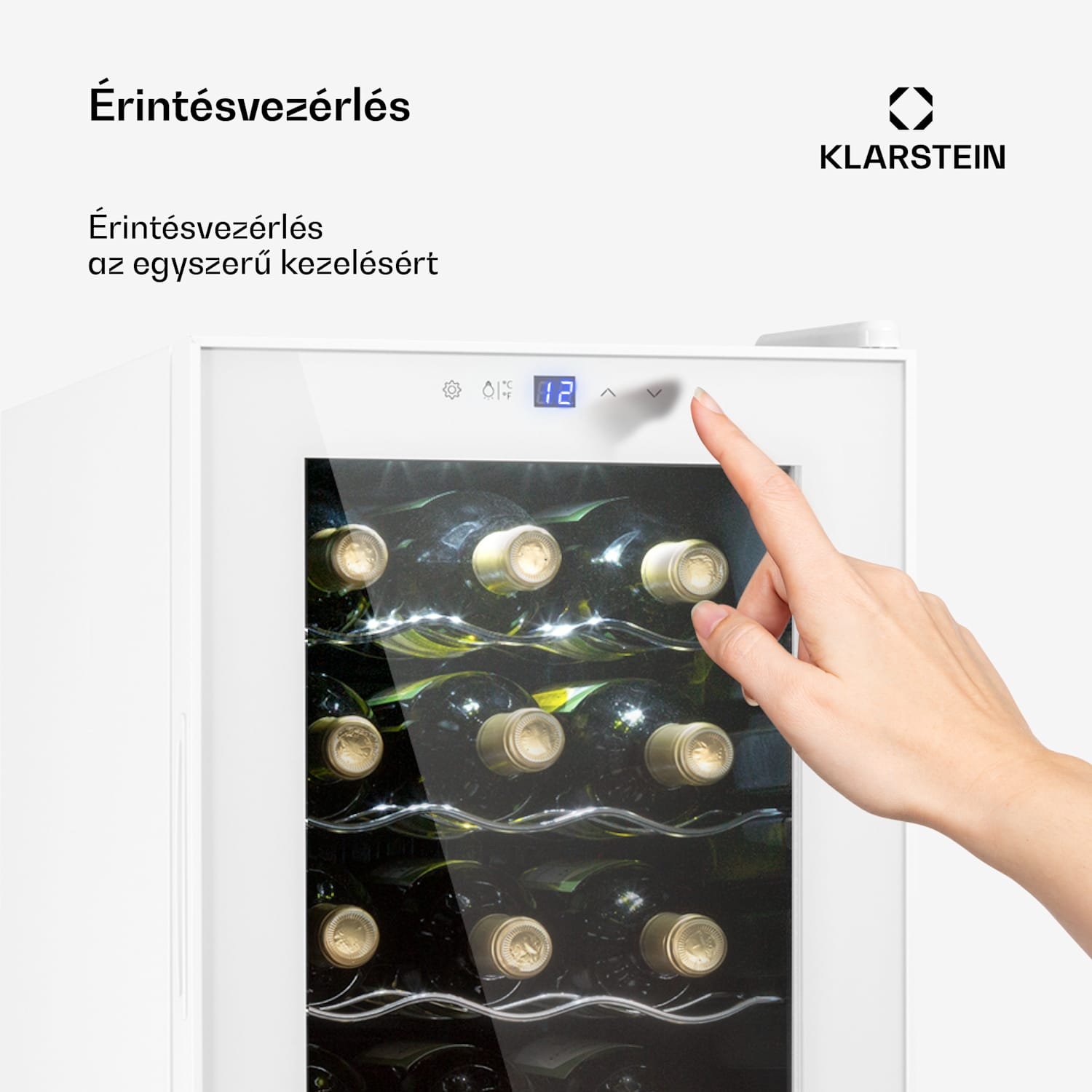 Shiraz 18 Slim Uno, borhűtő, 50 liter, 18 palack, 5-18°C, érintőképernyős vezérlőpanel 18 palack | 1 hűtőzóna | Fehér üveg