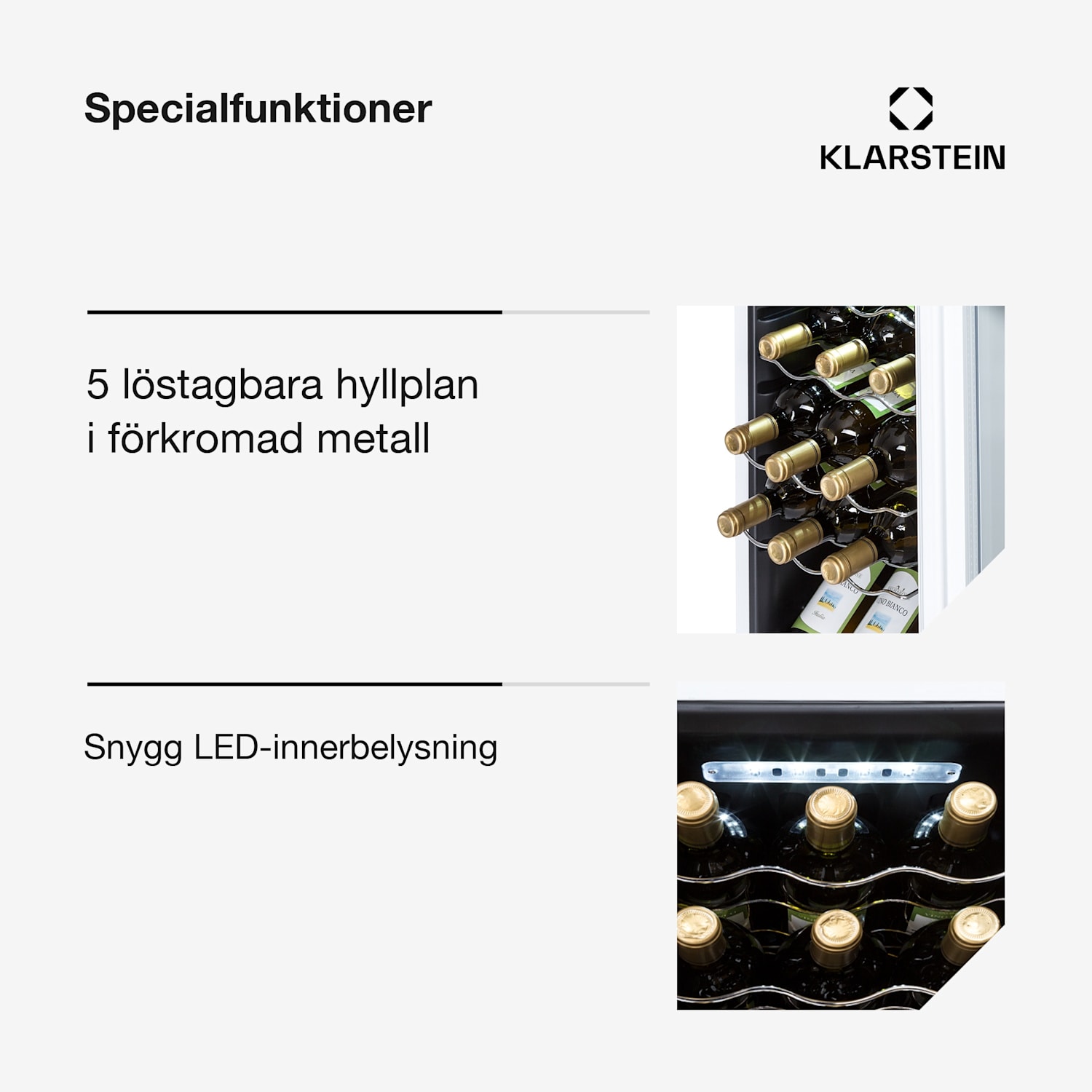 Shiraz 18 Slim Uno Vinkylskåp 50l 18fl touch-kontrollpanel 5-18°C 18 flaskor | 1 kylzon | Vit Glas