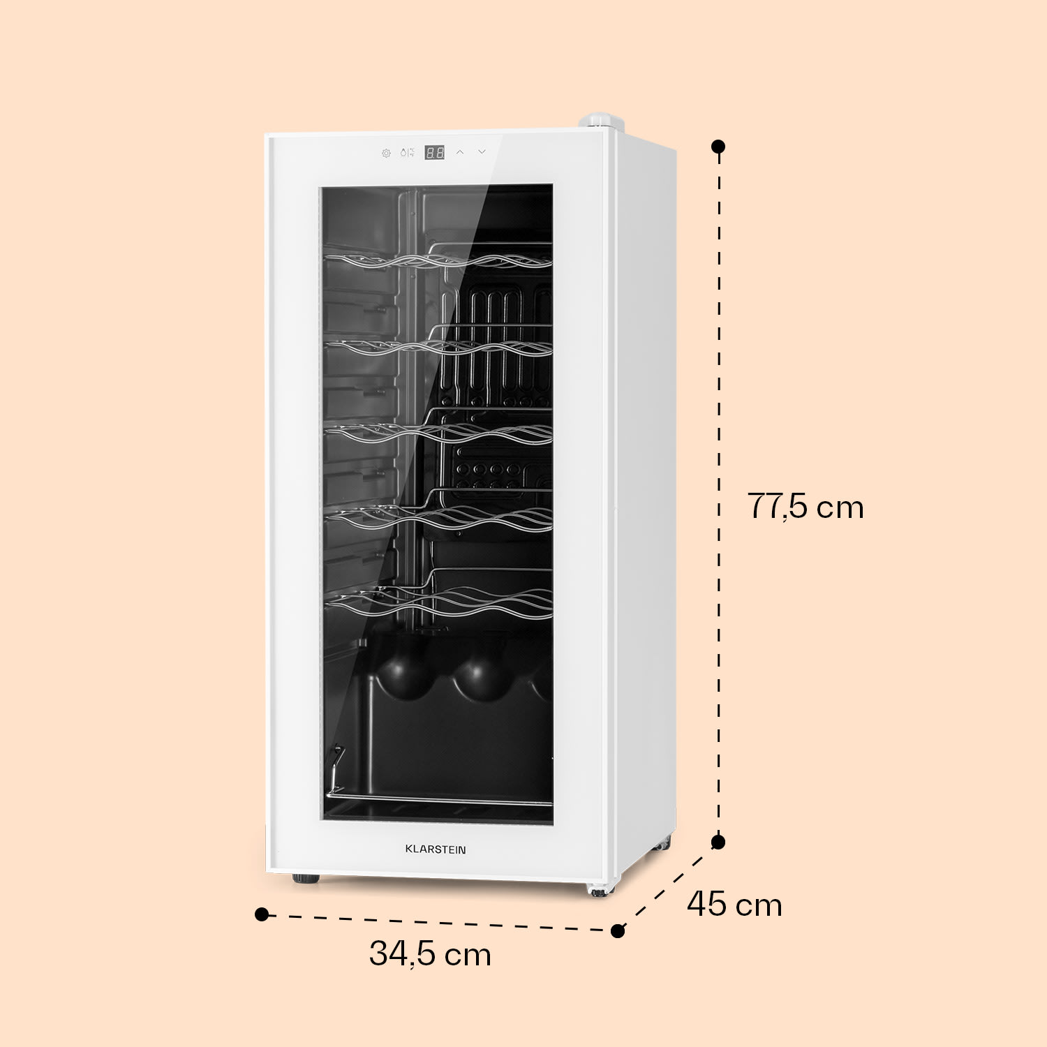 Shiraz 18 Slim Uno Vinoteca 50l 18 botellas panel de control táctil de 5 a 18 °C 1 zona de refrigeración | 18 botellas | Vidrio Blanco