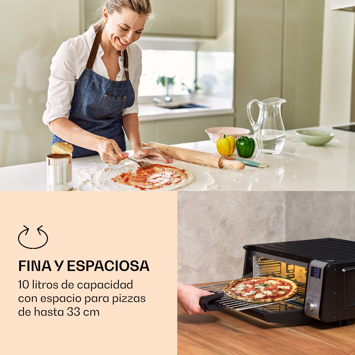 Vita-Crisp freidora de aire caliente 1700W 10L 8 funciones ahorro de espacio 